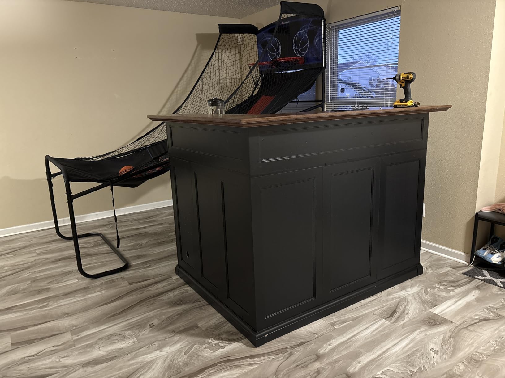 GDLF L Shaped Home Bar Cabinet with Fridge Space, Oversized Modern Basement Bar Table, 67
