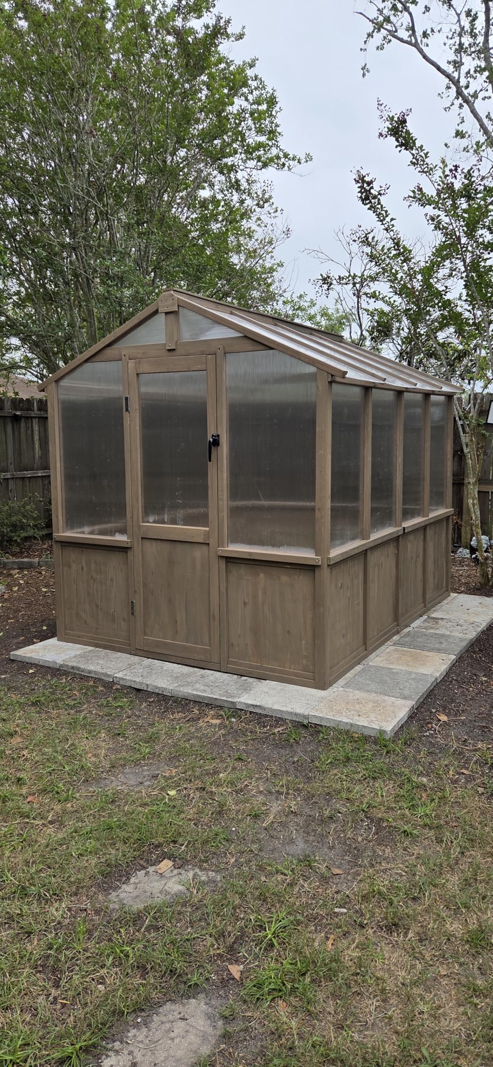 Aoxun 6x12 FT Wooden Greenhouse for Outdoors, Polycarbonate Panel Walk-in Green House Kit with Adjustable Roof Vent and Lockable Door, Heavy Duty Cedar Greenhouse for Outside, Backyard Garden, Gray customer photo 1