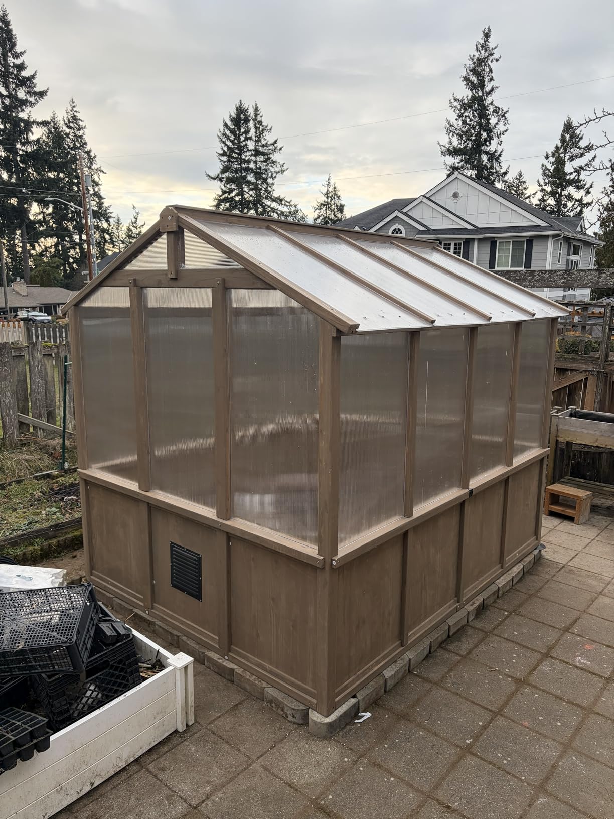 Aoxun 6x12 FT Wooden Greenhouse for Outdoors, Polycarbonate Panel Walk-in Green House Kit with Adjustable Roof Vent and Lockable Door, Heavy Duty Cedar Greenhouse for Outside, Backyard Garden, Gray customer photo 2
