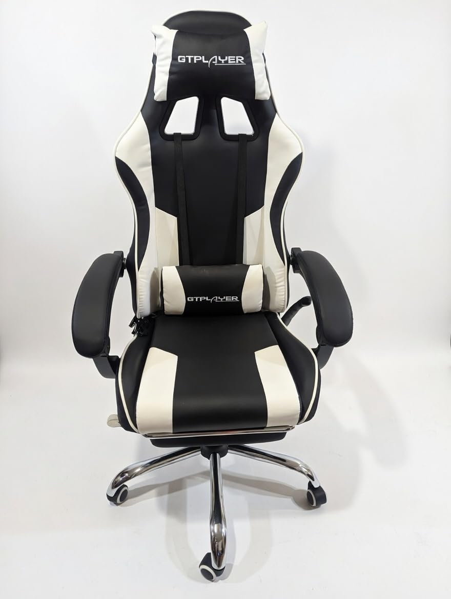 GTPLAYER Gaming Chair, Computer Chair with Footrest and Lumbar Support, Height Adjustable Game Chair with 360-Degree-Swivel Seat and Headrest and for Office or Gaming (Pearl White) customer photo 2