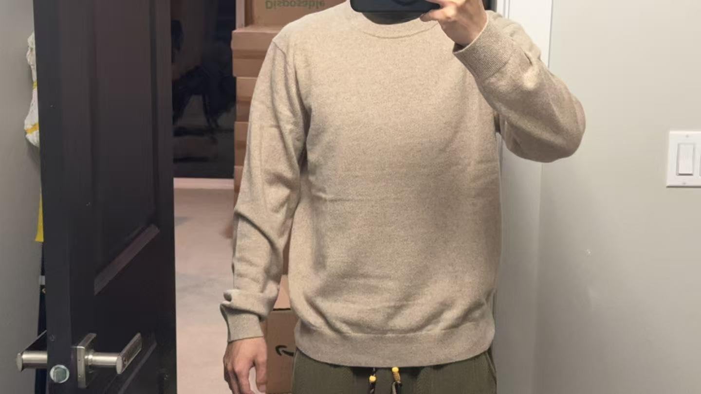 Men's Daily Cashmere Sweater - 100% Pure Cashmere Crew Neck Pullover, Soft Lightweight Knit customer photo 2