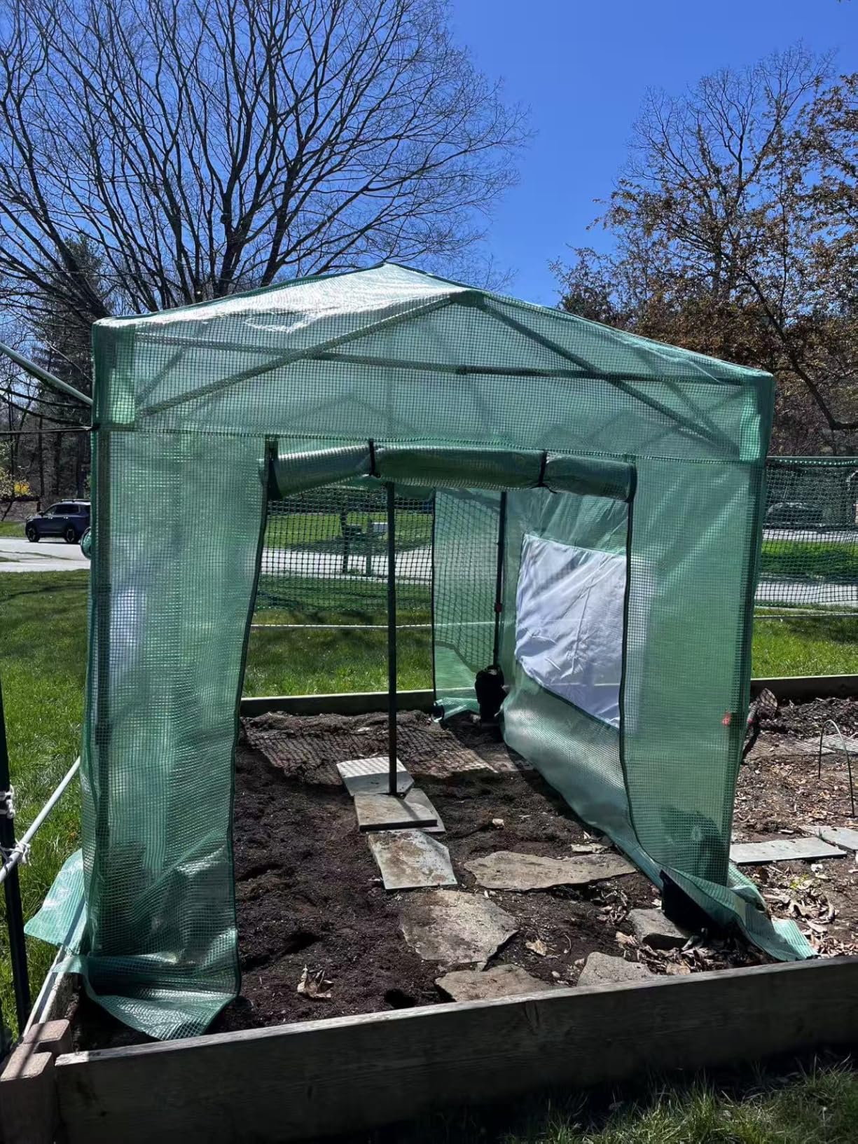 CROWN SHADES 8x6 Walk-in Greenhouse, Pop Up Portable Greenhouse with Center Lock One Push Instant, Outdoor Greenhouse Kit with Roll-Up Door, Mesh Windows & Adjustable Height for Backyard Garden customer photo 2