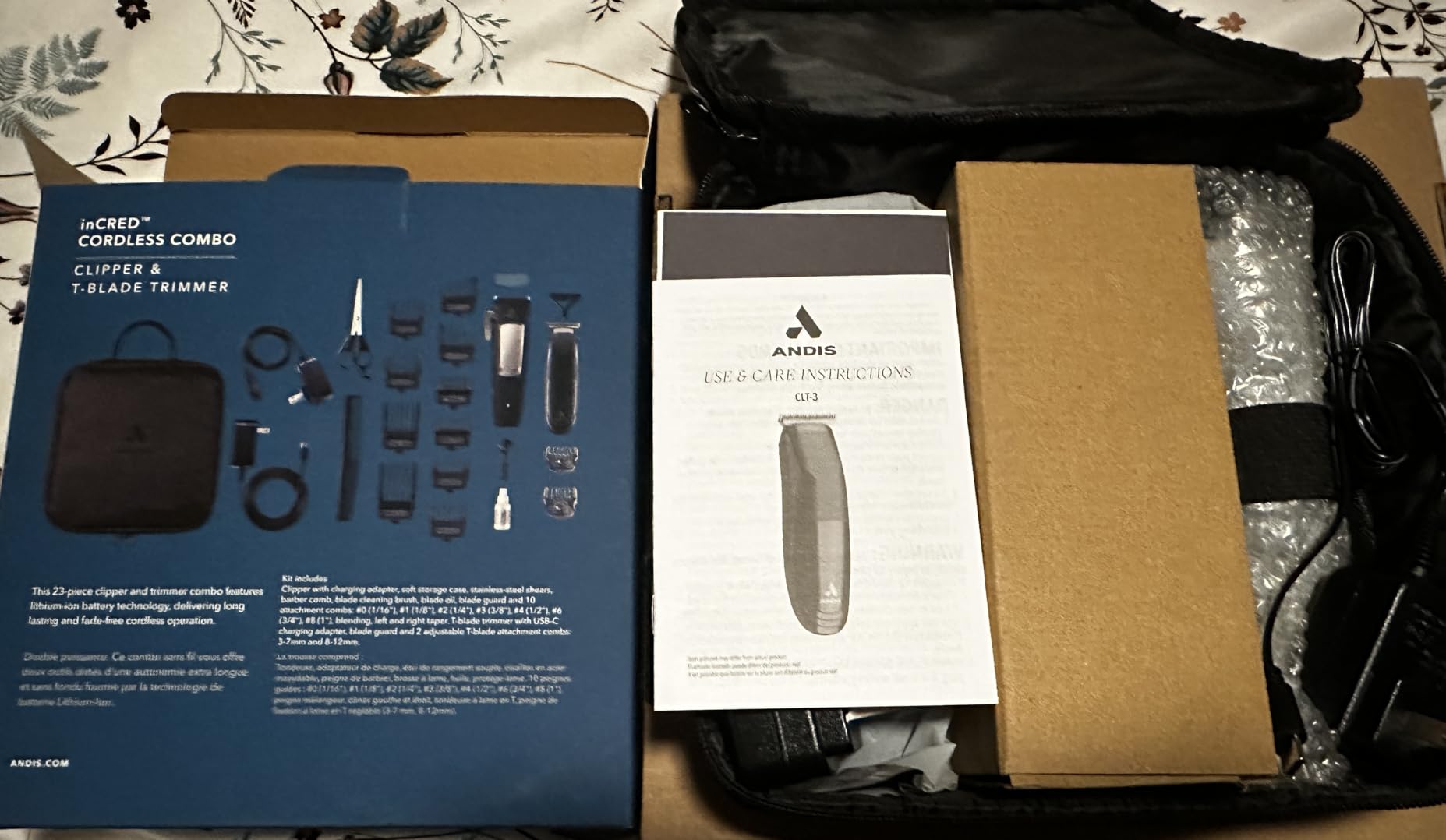 Andis 561506 inCRED Cordless Adjustable Hair Clipper & Close-Cutting T-Blade Trimmer Combo Set, 23-Piece Kit, Powerful Motor, Lithium-Ion Battery, Black customer photo 1