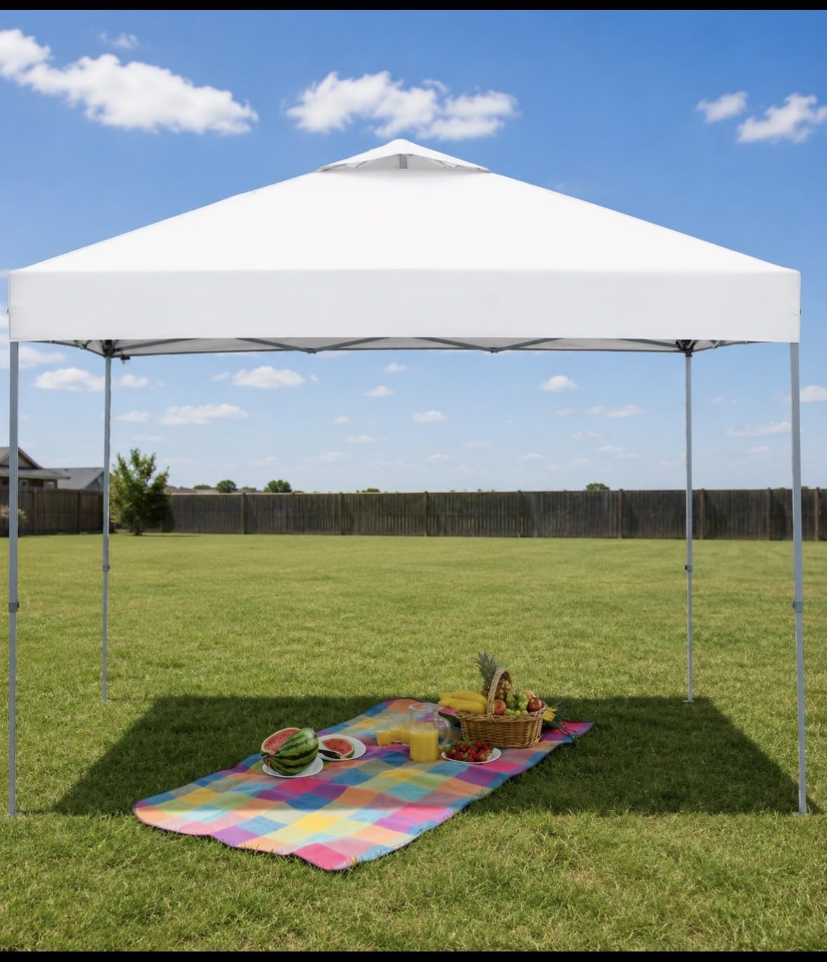Driftalia 10x10 Pop Up Canopy Tent, Instant Setup Portable Canopy with Carry Bag, 4 Sandbags and 8 Stakes for Outdoor Events, Parties & Camping - White customer photo 1