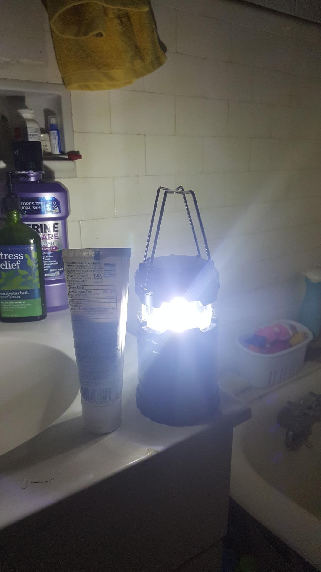 MalloMe LED Camping Lantern, Battery Powered Lanterns for Power Outages, Portable Hanging Collapsible Camping Lights for Outdoor, Home, Emergency, Hurricane Lamp Survival Outage Light 3 x AAA Operated customer photo 2