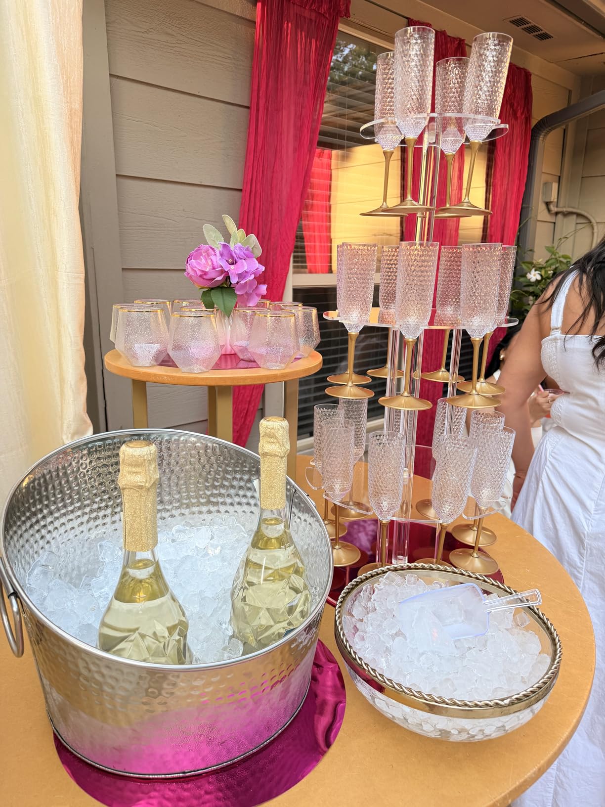Champagne Display Holder Stand for Party With 20 Slots, Cocktail tree Stand for Drinks 3 Tier Clear Acrylic Wine Glass Stemware Display Rack, Champagne Flute Wall Holder for Party customer photo 1