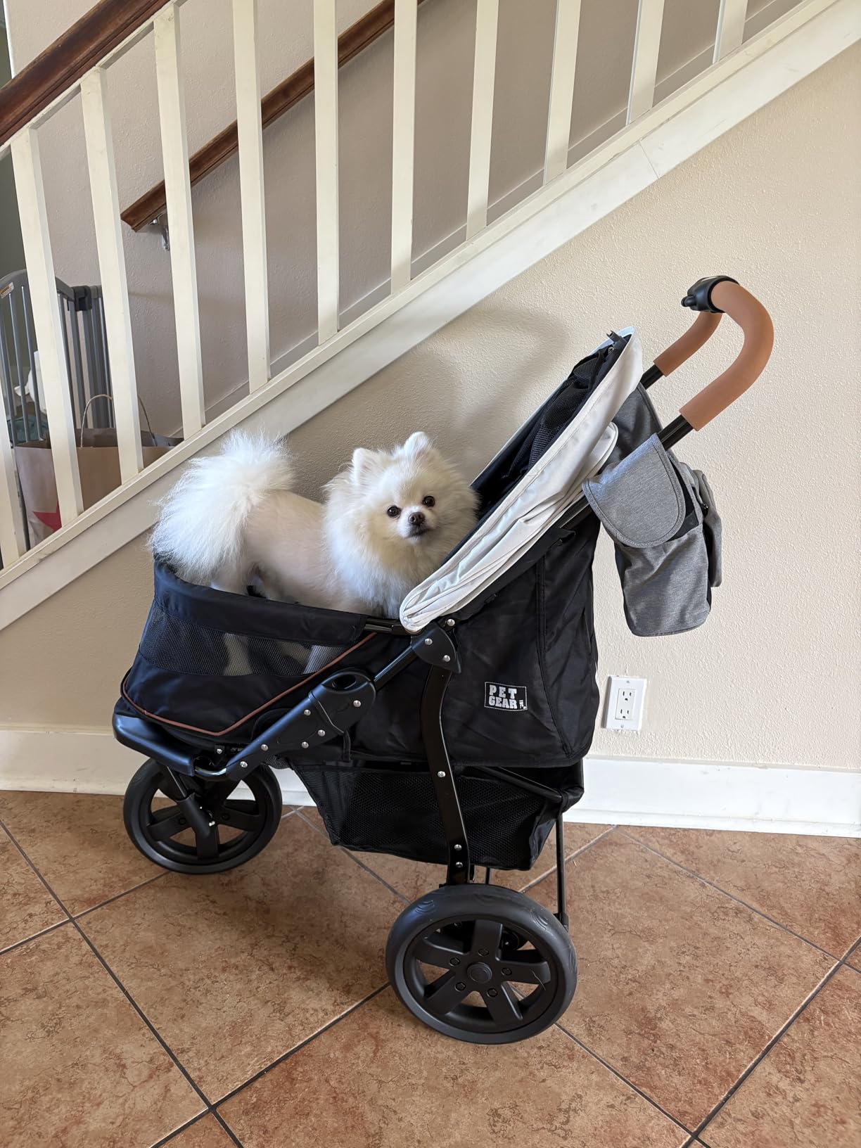 Pet Gear No-Zip AT3 Pet Stroller for Cats/Dogs, Zipperless Entry, Easy One-Hand Fold, Jogging Tires, Removable Liner, Cup Holder + Storage Basket, Sea Salt customer photo 1