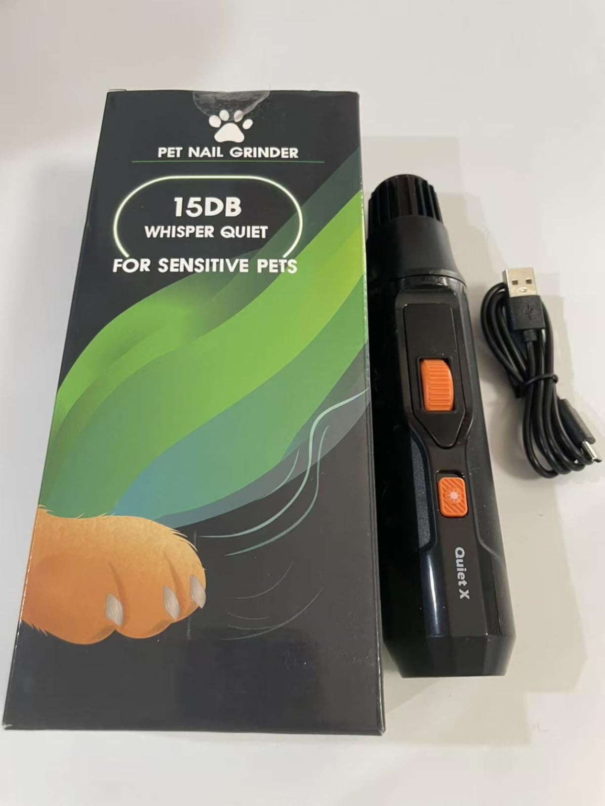 Quiet X 20dB Whisper-Quiet Dog Nail Grinder, No Vibration, 16000 RPM Constant Power Dog Nail Trimmer, Dual LED Lights, 7-Speed, Soothing Low Frequency Sound, for Small Medium Large Dogs customer photo 1