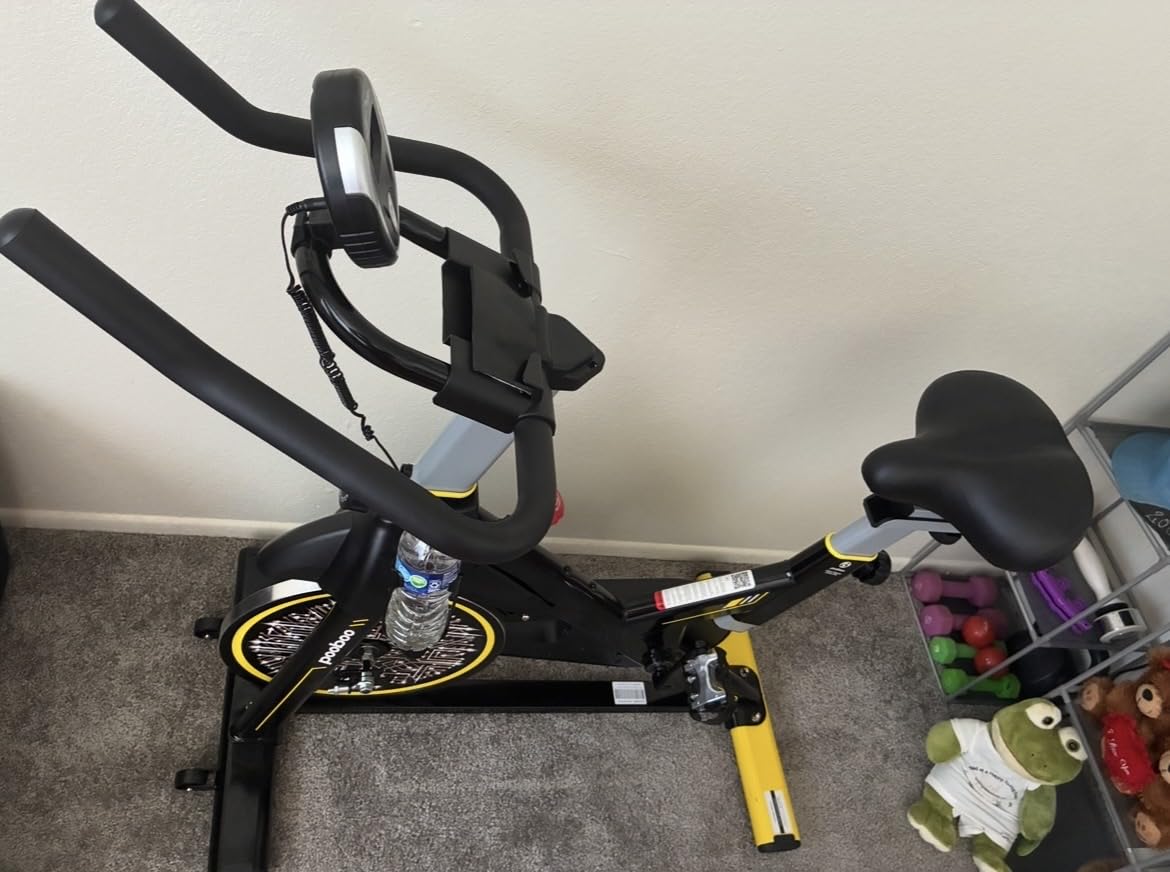 pooboo Magnetic Exercise Bike, Indoor Cycling Bike with Self-Developed App, Quiet Indoor stationary bikes with 330lbs Weight Capacity Comfortable Seat, Tablet Mount and Fitness Courses for Weight Loss customer photo 2