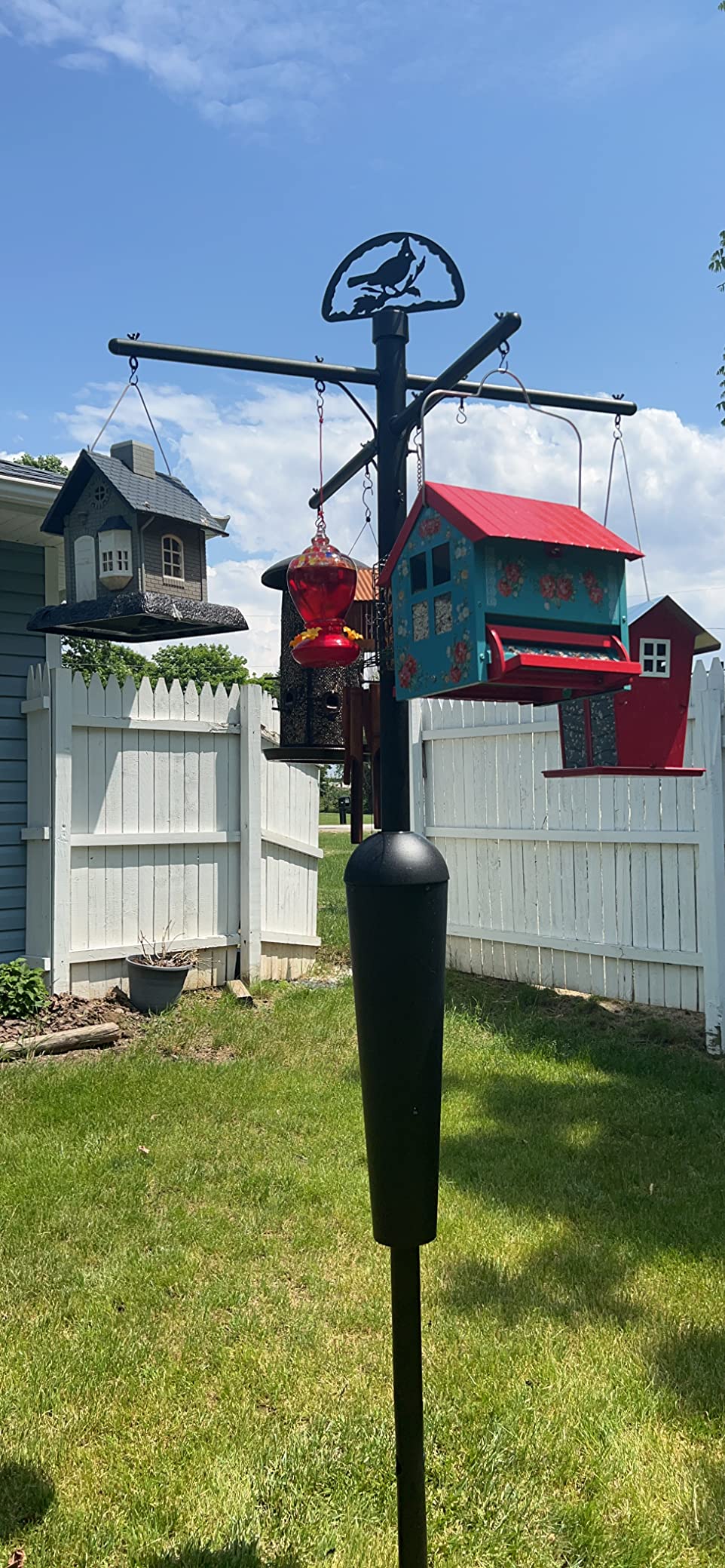 Squirrel Stopper Deluxe Squirrel Proof Bird Feeder Pole with Patented Spring Baffle, Heavy Duty Galvanized Steel Pole System with Auger, Raccoon Proof, Holds Up to 8 Feeders and Accessories - Black customer photo 2