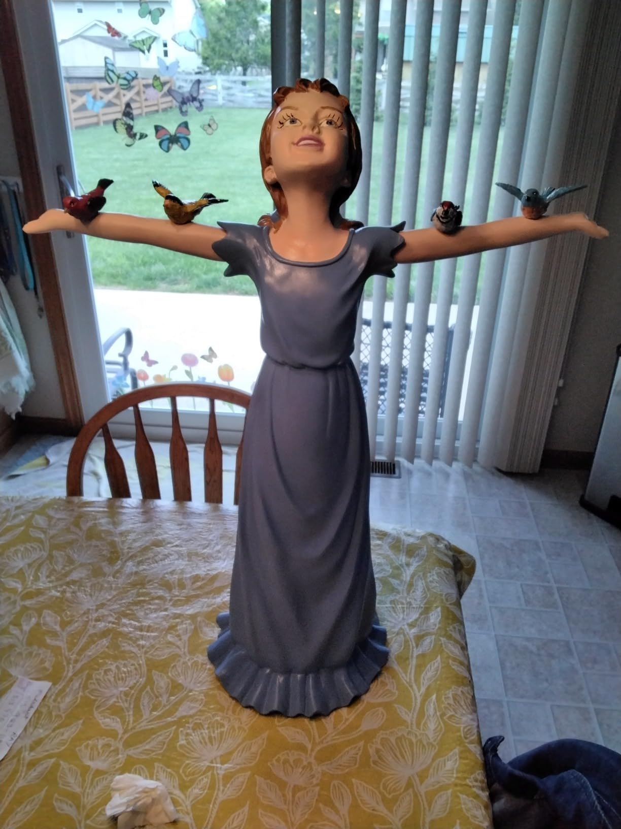 Design Toscano Basking in Glory Little Girl with Birds Outdoor Garden Statue, Medium, 16 inches tall, Cast Stone Resin, Two Tone Stone Finish customer photo 2