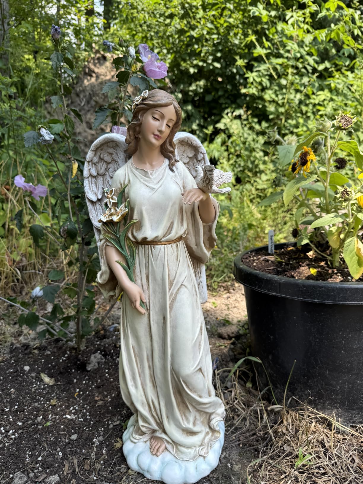 Joseph's Studio Angel with Dove Garden Statue - 24.5