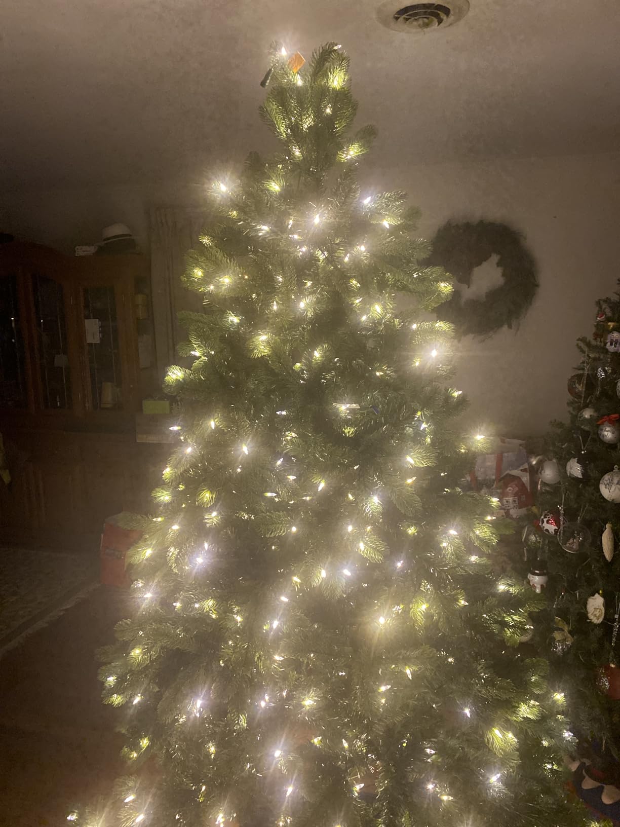 National Tree Company Pre-Lit 'Feel Real' Artificial Full Downswept Christmas Tree, Green, Douglas Fir, Dual Color LED Lights, 7.5 feet customer photo 1