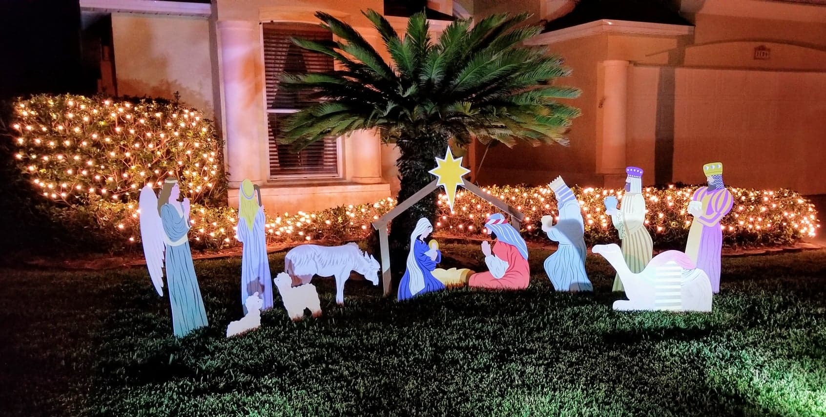 Holy Family Nativity Scene - 3 Weatherproof Nativity Set Figures for Outdoor Christmas Decoration - Easy to Assemble & Store - Large, Colorful customer photo 2