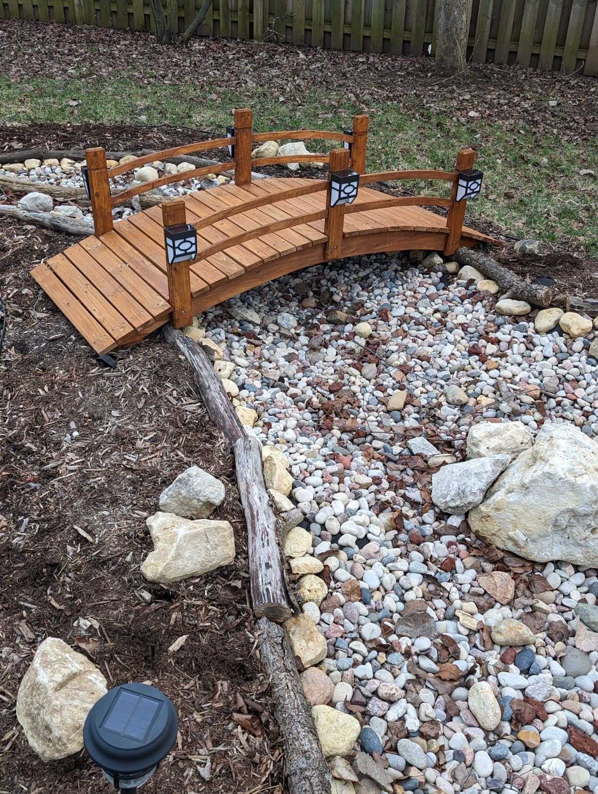 Shine Company 4980N 4 Ft. Cedar Wood Garden Bridge with Side Rails, Natural customer photo 1
