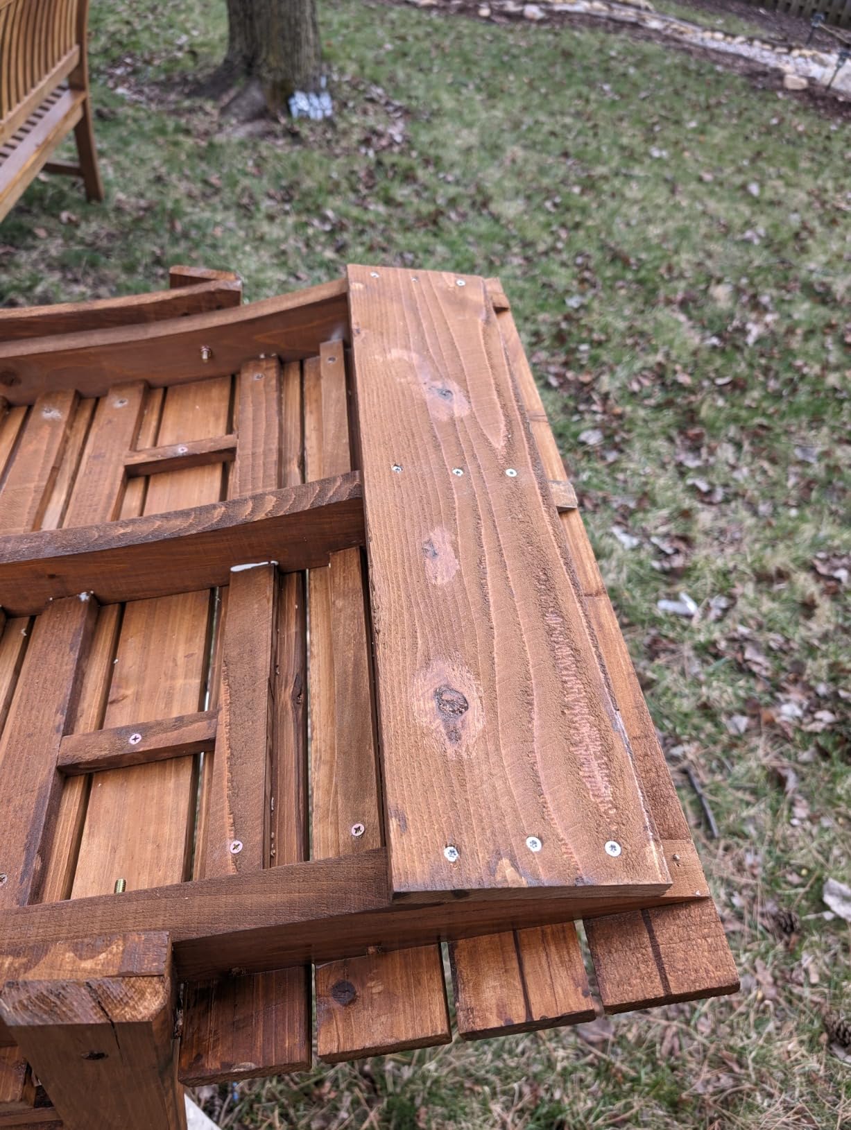 Shine Company 4980N 4 Ft. Cedar Wood Garden Bridge with Side Rails, Natural customer photo 2