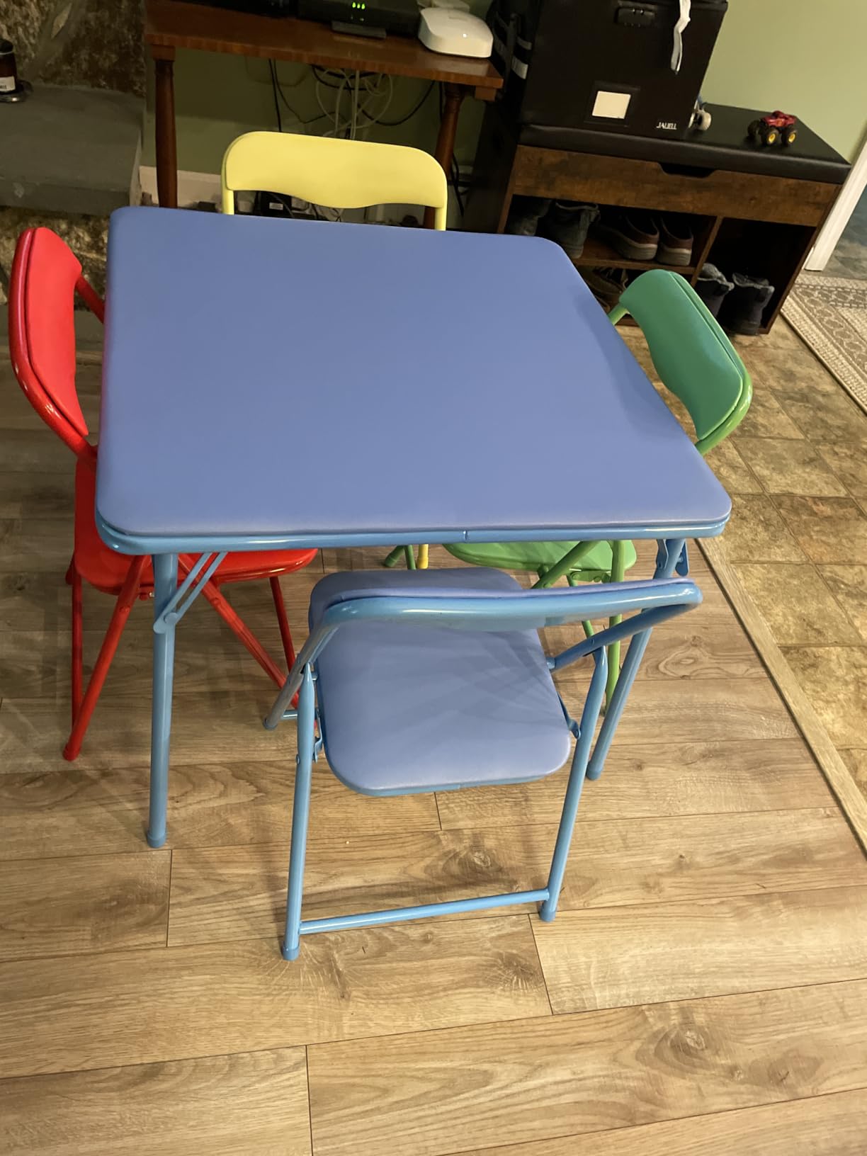 Flash Furniture Mindy Kids 5-Piece set Folding Square Table and Chairs Set for Daycare and Classrooms, Children's Activity Table and Chairs Set, Multicolor customer photo 1