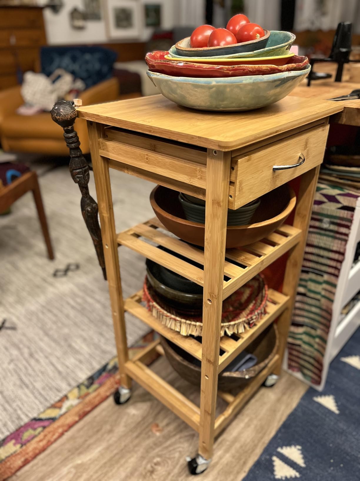 Oceanstar Design Group Bamboo Kitchen Trolley, Natural customer photo 2
