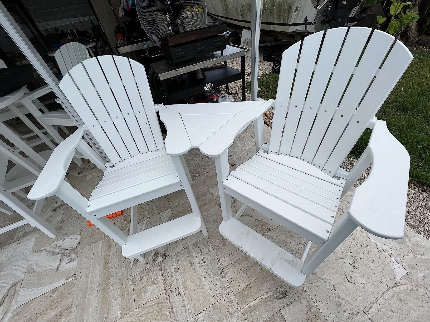 Tall Adirondack Chair - HDPE Outdoor Furniture - Poly Adirondack Bar Stool - Heavy, Stress Free Furniture for Balcony, Deck, Patio, Front Porch, Weatherwood customer photo 1