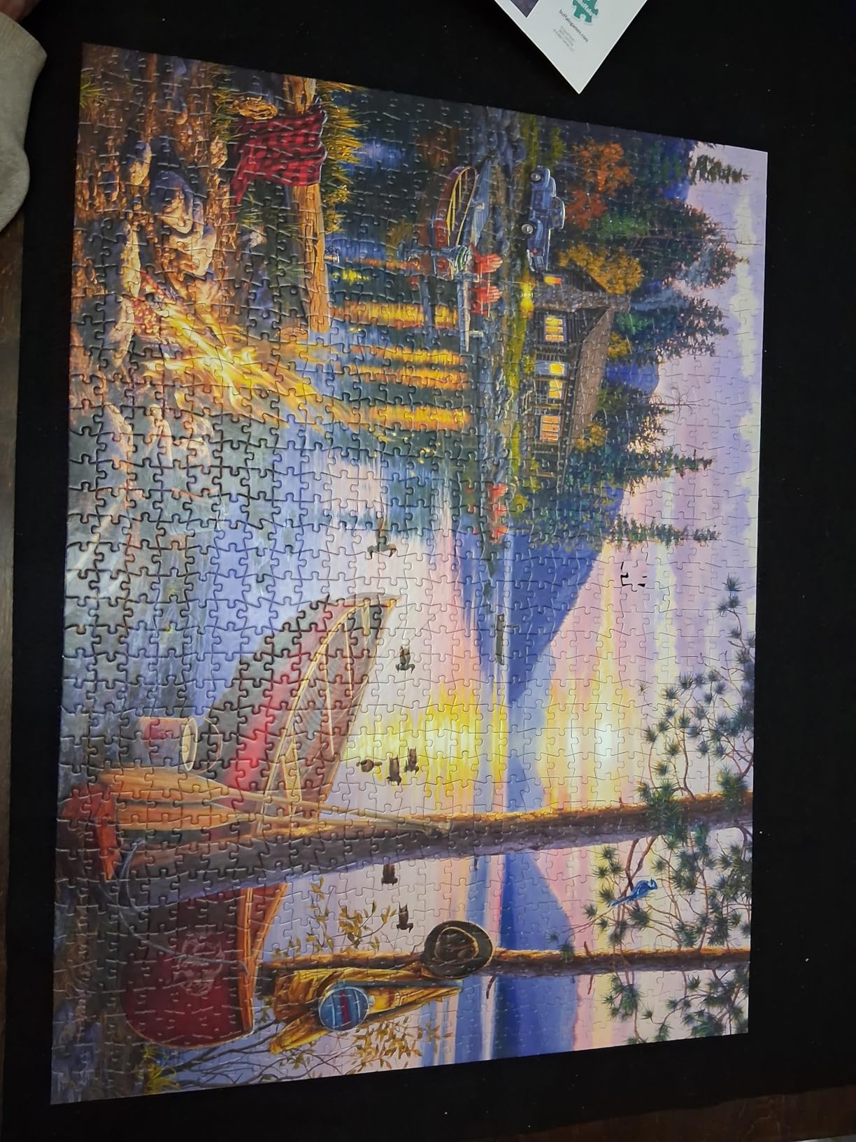Buffalo Games Darrell Bush Canoe Lake Jigsaw Puzzle, 1000 Piece, for Adults | Full-Size Reference Poster, Darrell Bush Cabin-Sunset Scene, Recycled Materials customer photo 2