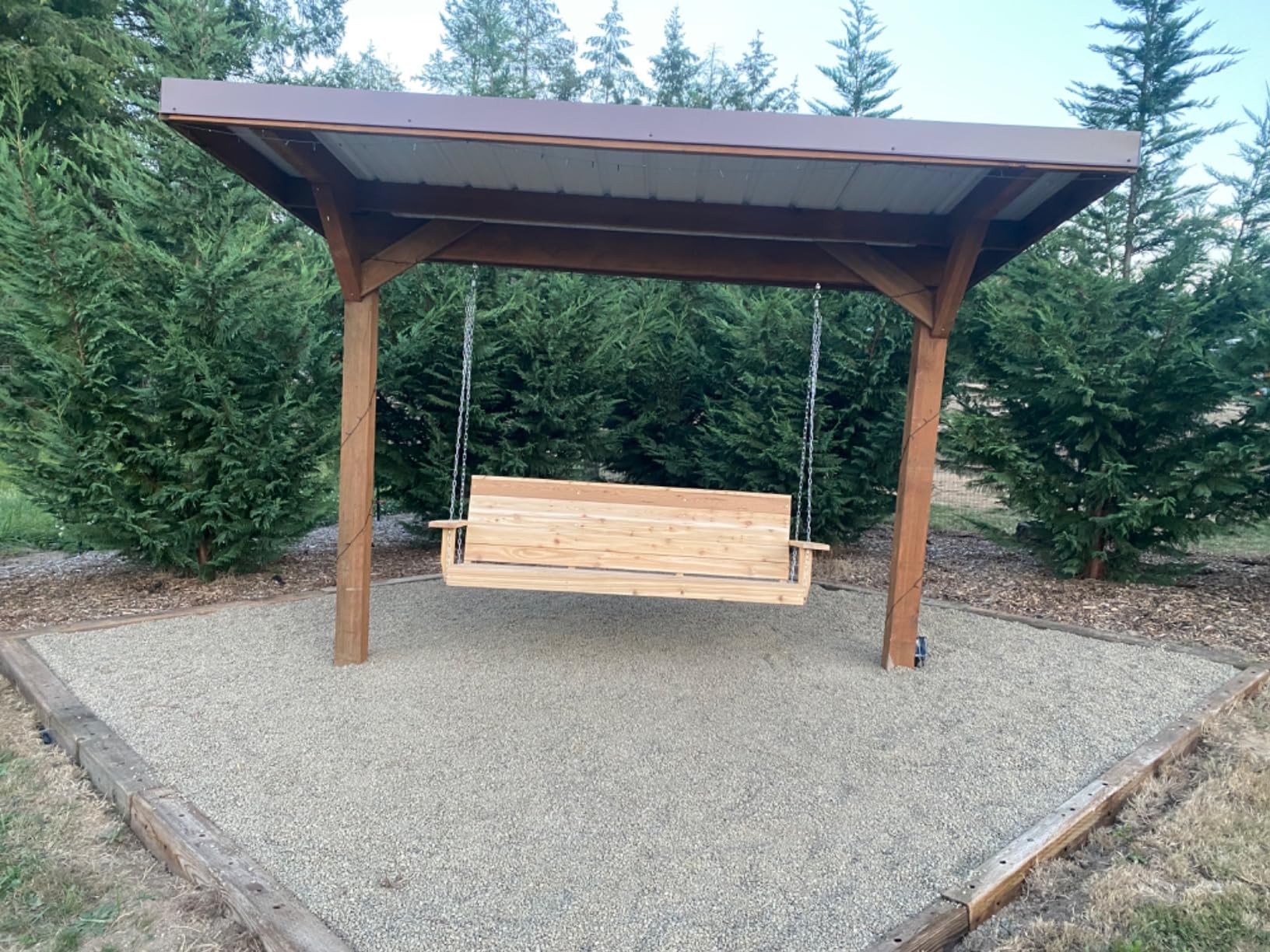 All Things Cedar Wooden Porch Swing, Outdoor Patio Furniture, 6 Foot, Natural customer photo 2
