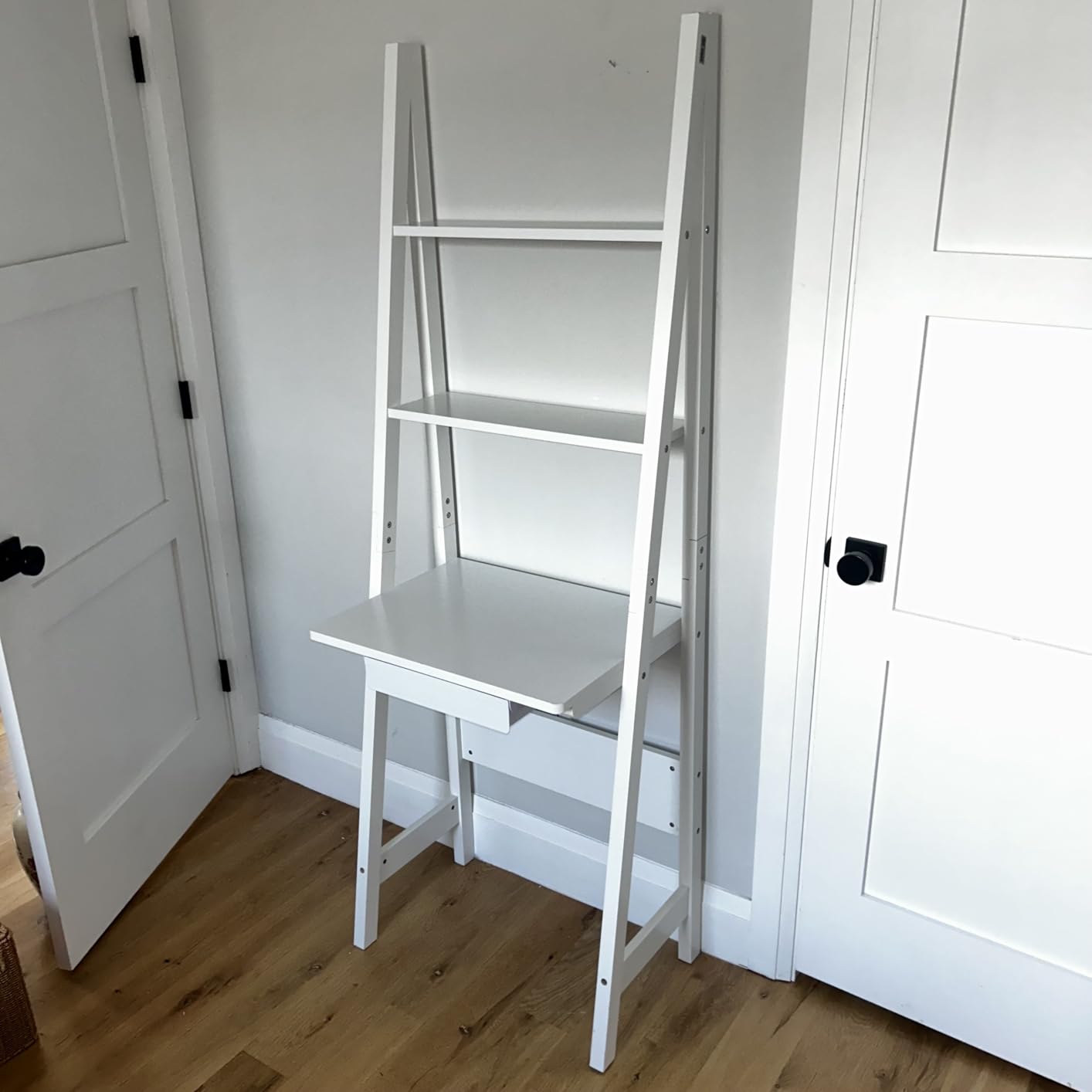 Haotian Ladder Desk with Shelves, Wall Desk for Small Space, Secretary Desk Workstation Dresser Shelf Freestanding Bookshelf, White FRG60-W customer photo 1
