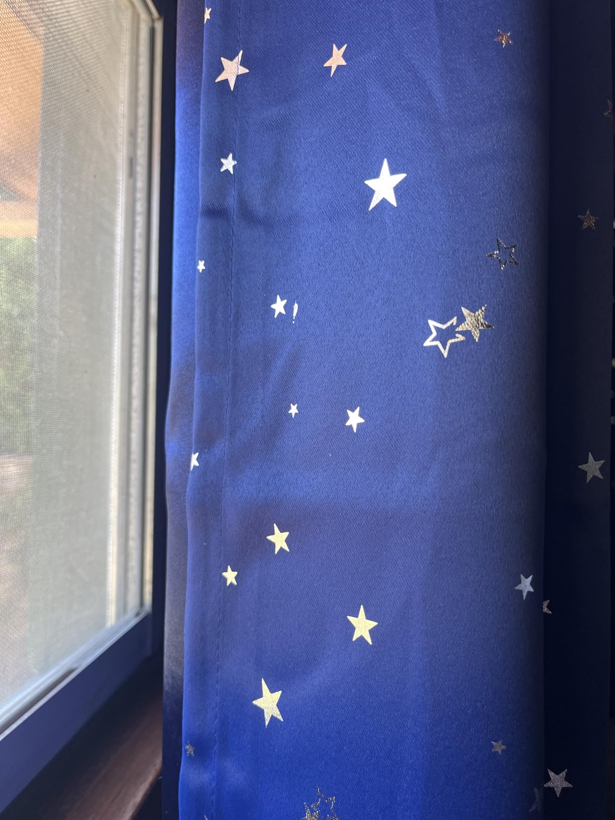 BGment Kids Blackout Curtains for Boys Bedroom, Star Curtains Thermal Insulated Grommet Window Drapes for Nursery, Set of 2 Panels (42 x 63 Inch, Navy Blue) customer photo 2