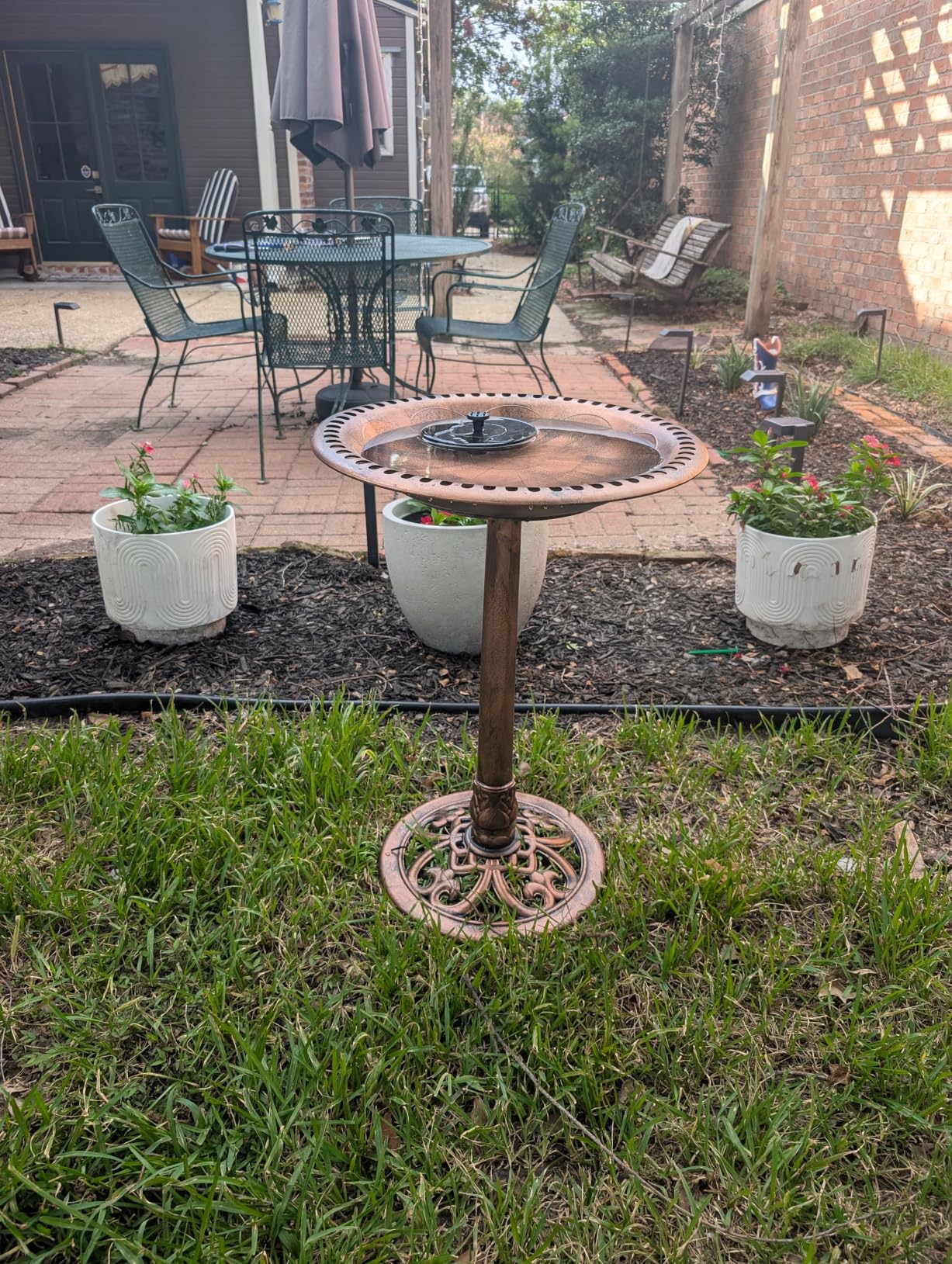 Best Choice Products 28in Pedestal Bird Bath, Vintage Outdoor Resin Accent Decoration w/Fleur-de-Lis Accents - Copper customer photo 2