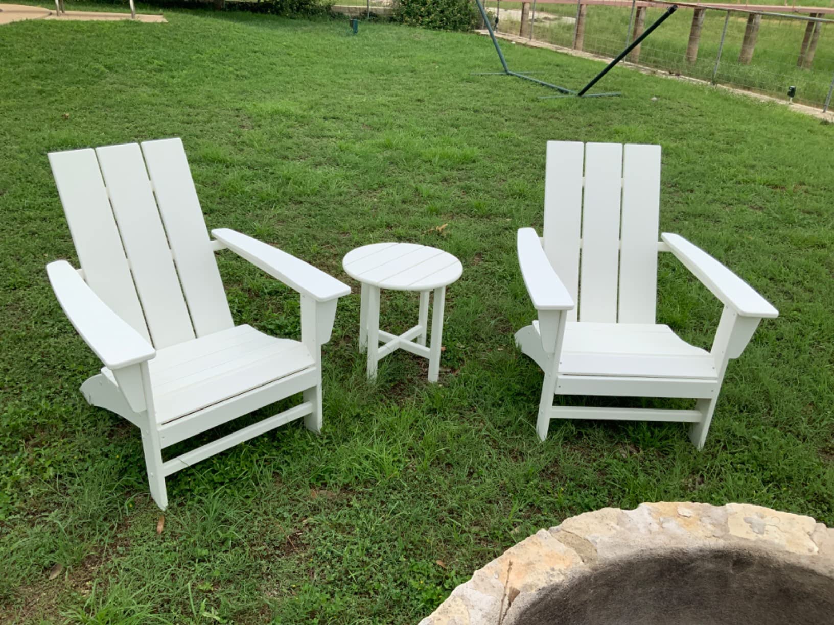 POLYWOOD Modern Adirondack Chair - All-Weather Outdoor Lawn Adirondack Chairs - HDPE, Fade-Resistant & Durable Outdoor Furniture - For Patio, Deck & Fire Pit Chairs - Sand customer photo 1