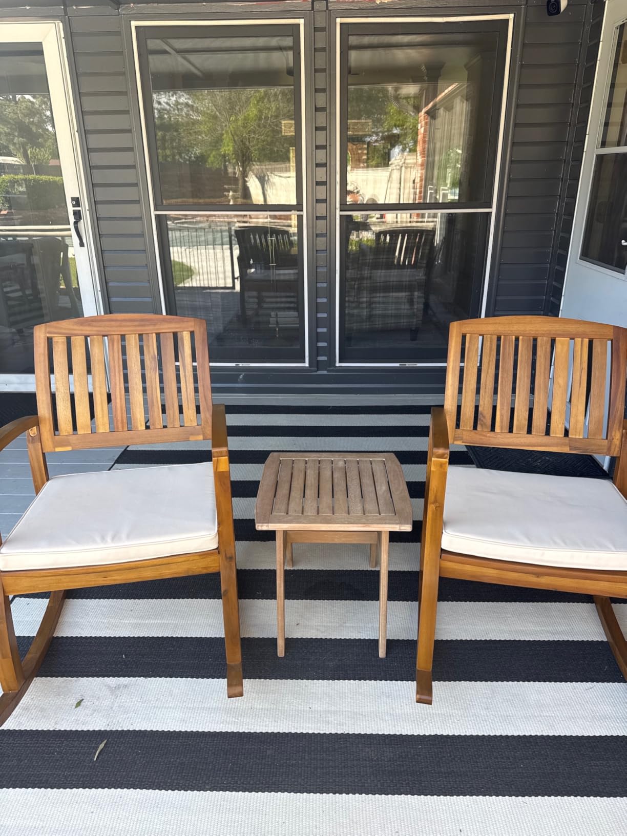 Christopher Knight Home Selma Acacia Rocking Chairs with Cushions, 2-Pcs Set, Teak Finish customer photo 1