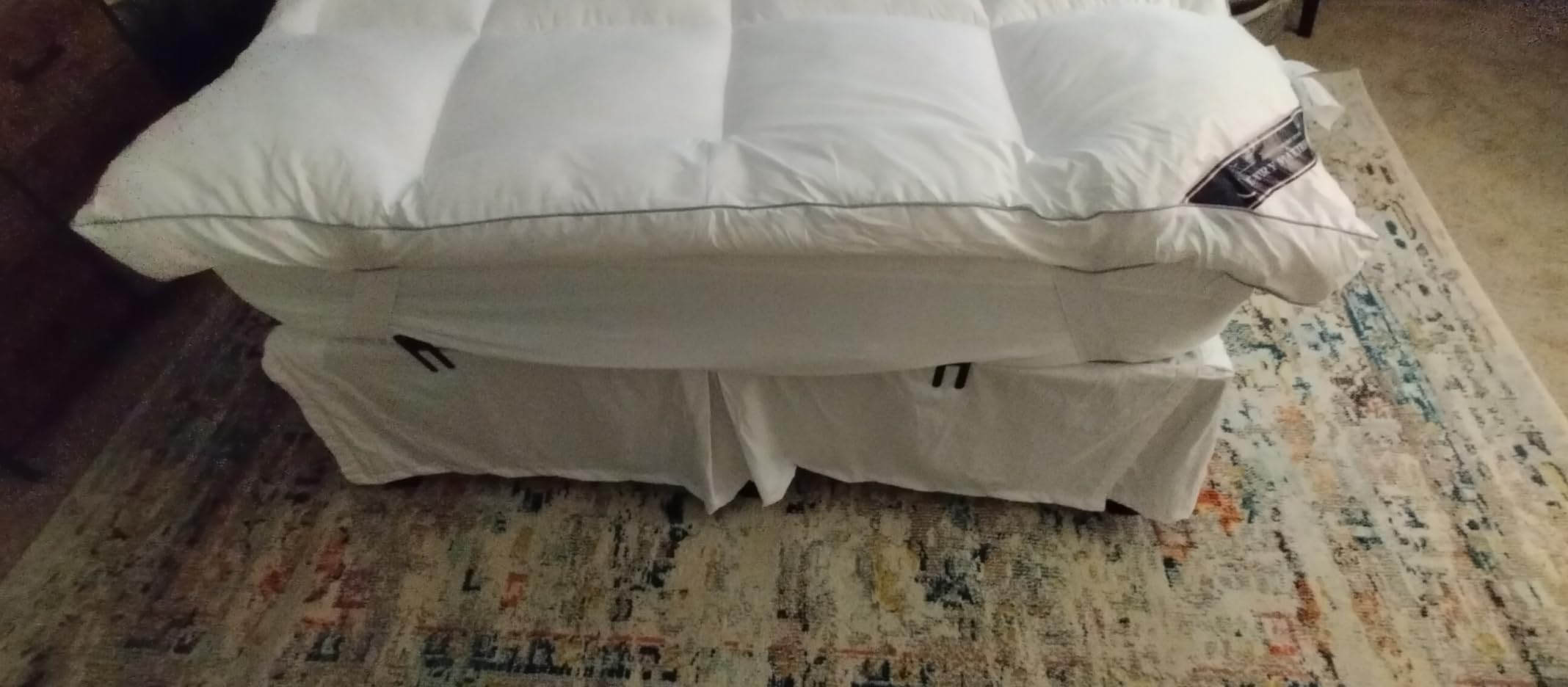 QUEEN ROSE Mattress Topper Queen, Extra Soft Pillow Top Mattress Topper Queen for Firm Bed, Thick Baffle Box Cooling Cloud-Like Down Alternative Filled, Back Pain Relief, White customer photo 2