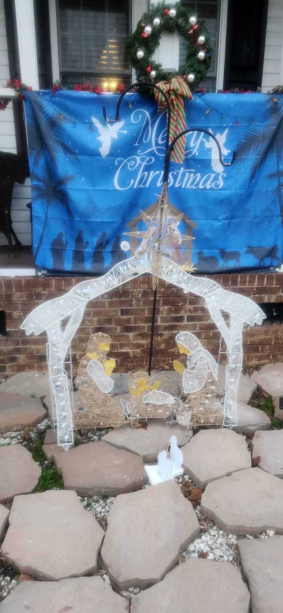 National Tree Company Pre-lit Artificial Christmas Decor - Crystal Holy Family Nativity - 4.5 ft | 150 Clear Lights, Includes Stand, Ground Stakes customer photo 1