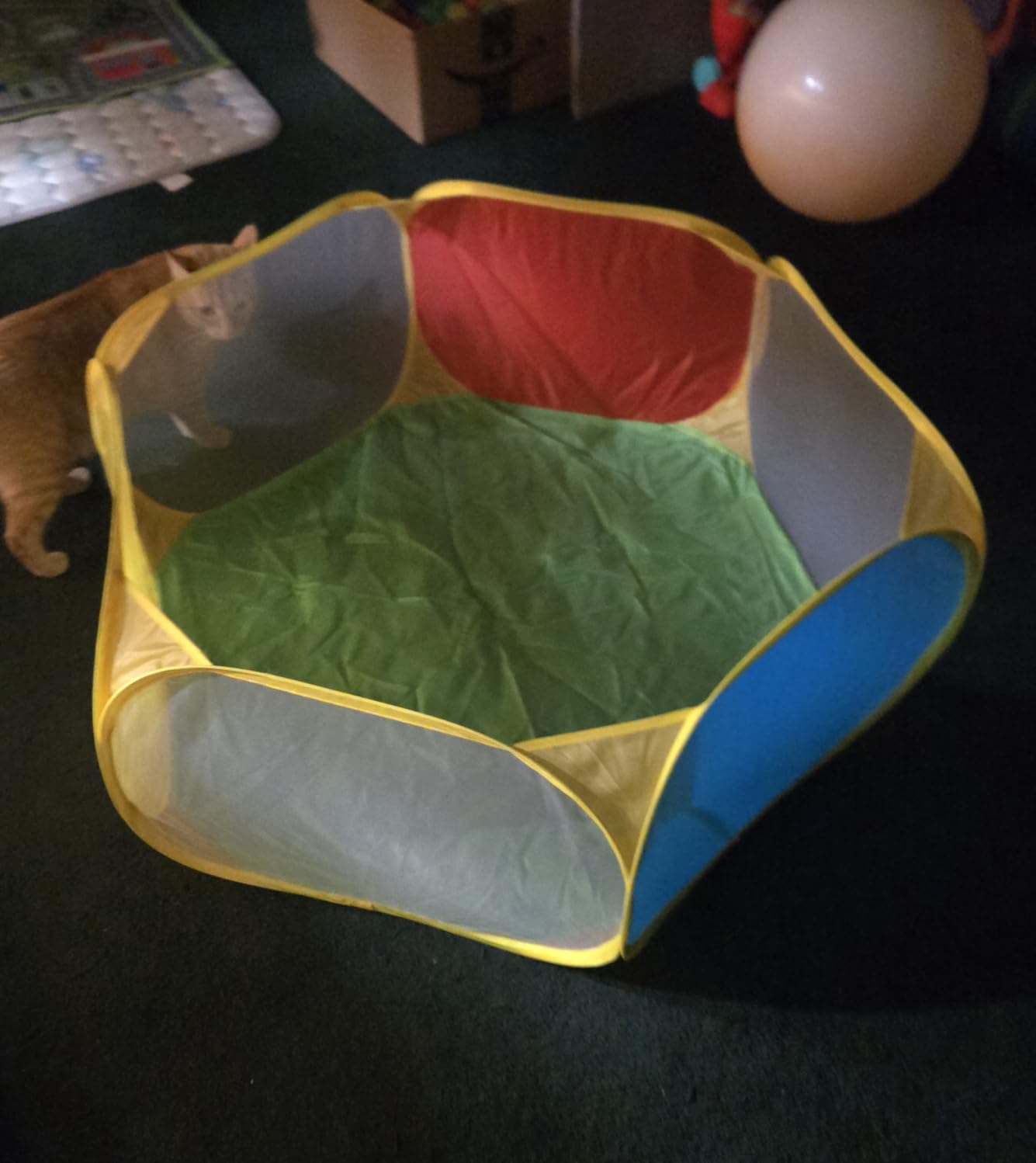 Eocolz Kids Ball Pit Large Pop Up Childrens Ball Pits Tent for Toddlers Playhouse Baby Crawl Playpen with Basketball Hoop and Zipper Storage Bag, 4 Ft/120CM, Balls Not Included (Blue Yellow Red) customer photo 2