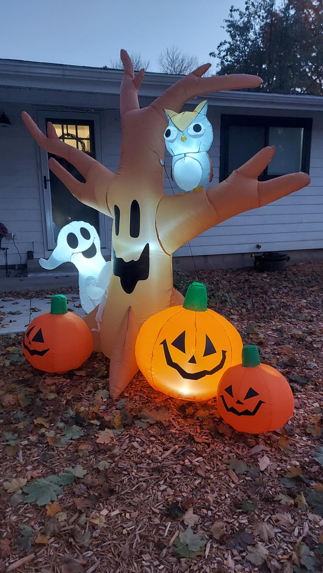 HomCom 7.5' Tall Outdoor Lighted Inflatable Halloween Blow Decoration - Haunted Tree for Holiday Party Garden Lawn Yard with Owl/Ghost/Pumpkins customer photo 1