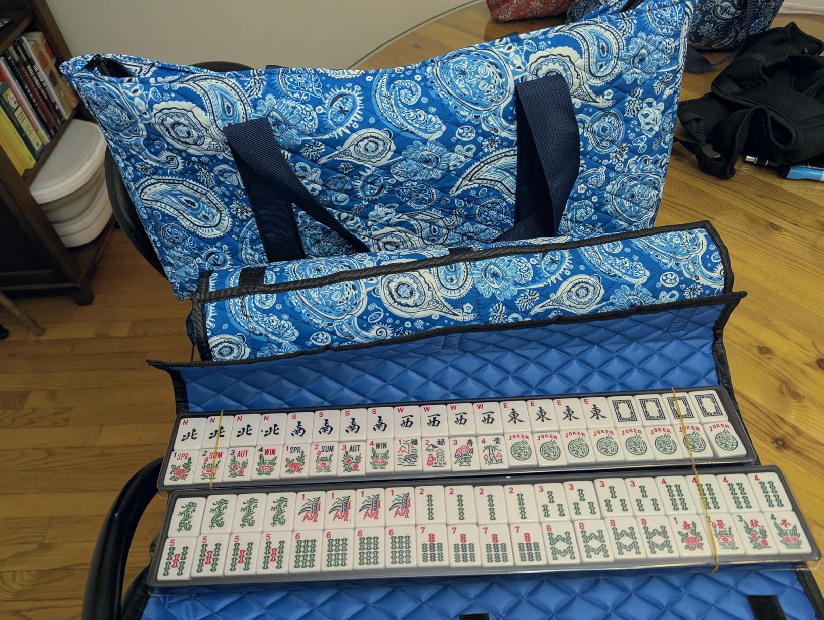Nova Microdermabrasion American Mahjong Mah Jongg Set 166 Tiles 4 All-in-One Color Rack/Pushers Red Soft Bag Full Size Complete Mahjongg Ma Jong Set customer photo 2