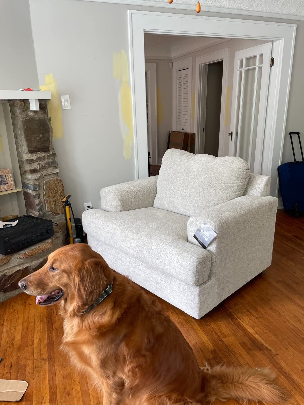 Signature Design by Ashley Soletren Oversized Chair, No Assembly Required, Polyester Chenille Fabric, Cozy Seating for Living Rooms, Stone Cream 52 Inches Wide customer photo 2