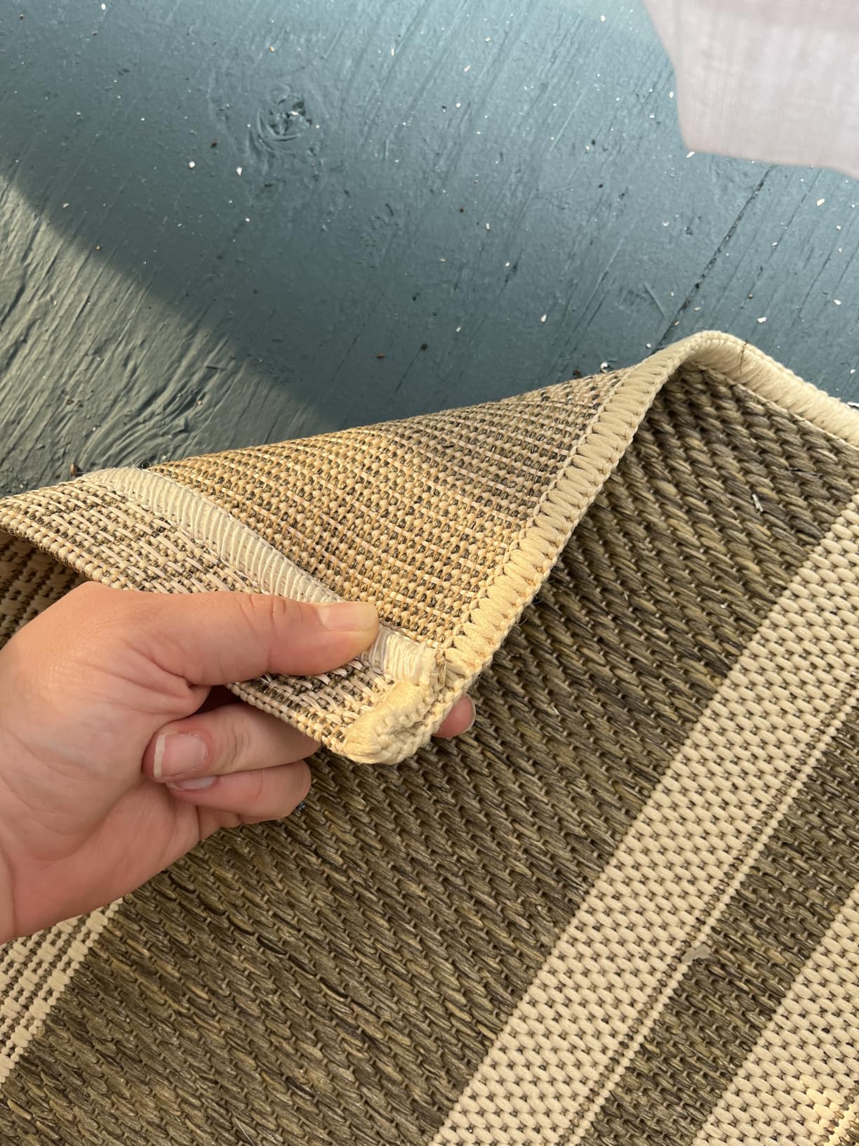 SAFAVIEH Courtyard Collection 8' x 10' Navy/Beige Stripe Indoor/Outside Waterproof Easy Cleansing Patio Backyard Mudroom Area Mat customer photo 1