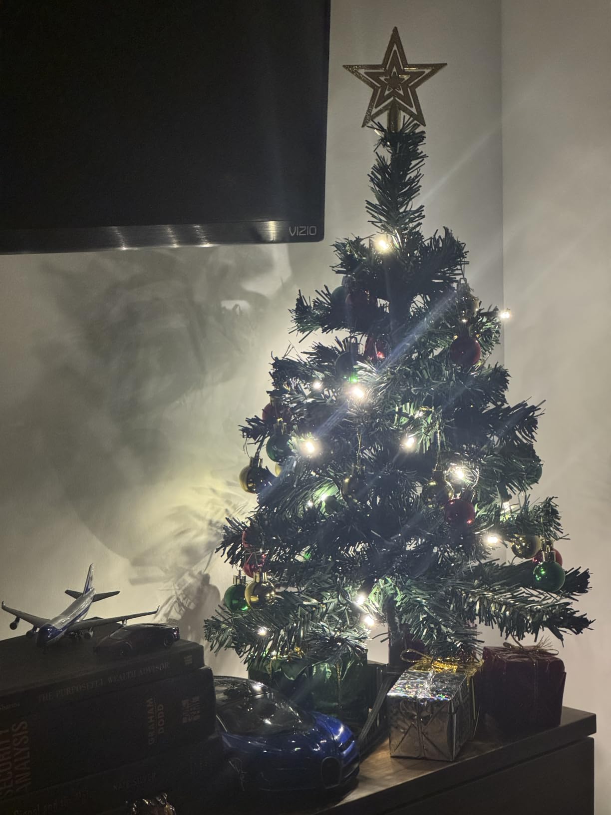 Prextex 23-Inch Mini Christmas Tree with Lights- Small Holiday Tree with Ornaments, Star Topper, and Gift Boxes customer photo 1