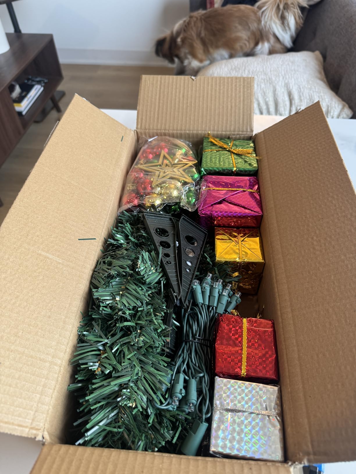 Prextex 23-Inch Mini Christmas Tree with Lights- Small Holiday Tree with Ornaments, Star Topper, and Gift Boxes customer photo 2
