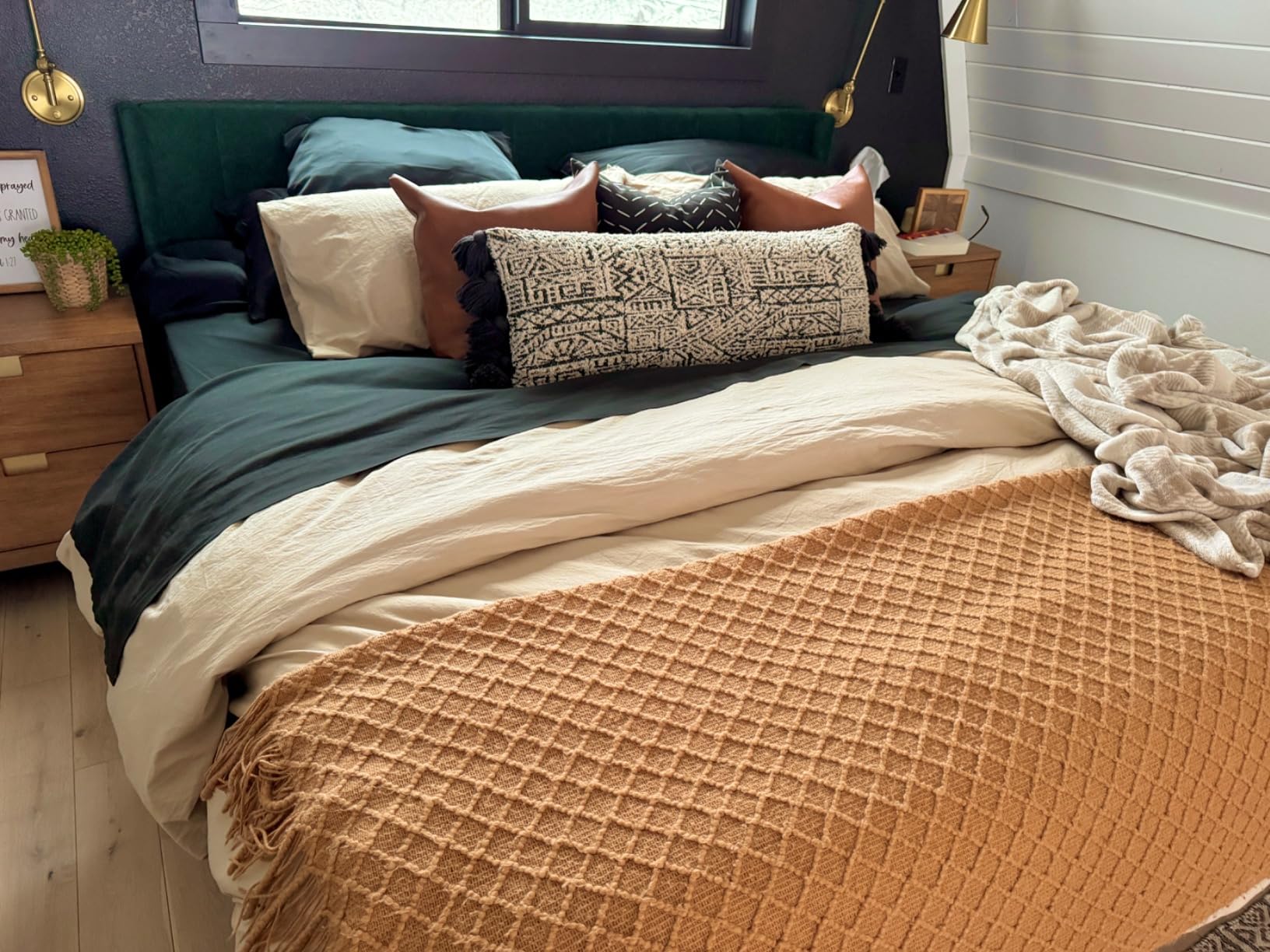 APSMILE Luxury Heavyweight Down Feather Fibers Comforter Full/Queen Size, Thick Duvet for Winter Climates/Cold Sleepers -Ultra Soft 100% Organic Cotton Cover, Fluffy Duvet Insert (Ivory White, 90x90) customer photo 2