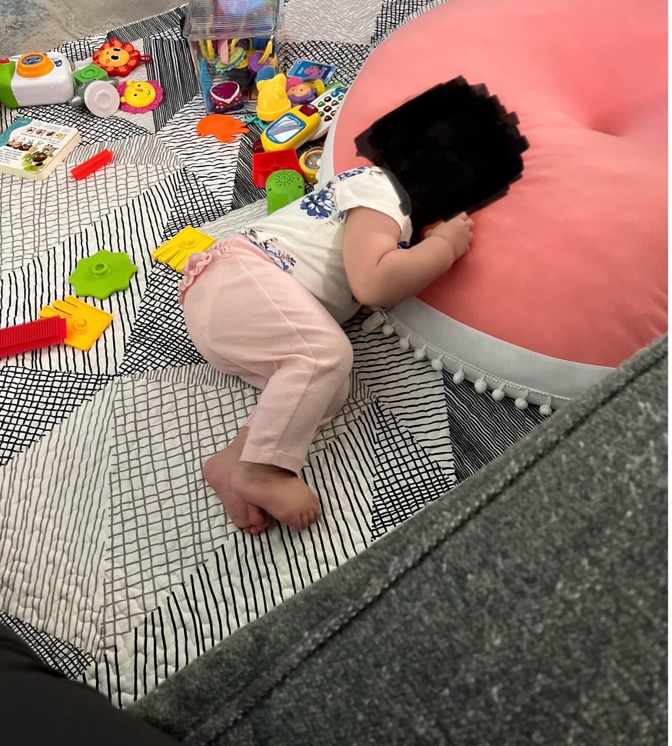 Large Floor Cushion Seating Circle Kids Floor Pillow for Children | Round Playroom Pillows Reading Nook Big Pillow, Oversized Pillow Mat for Kid Seating Teepee Canopy, Grey customer photo 1