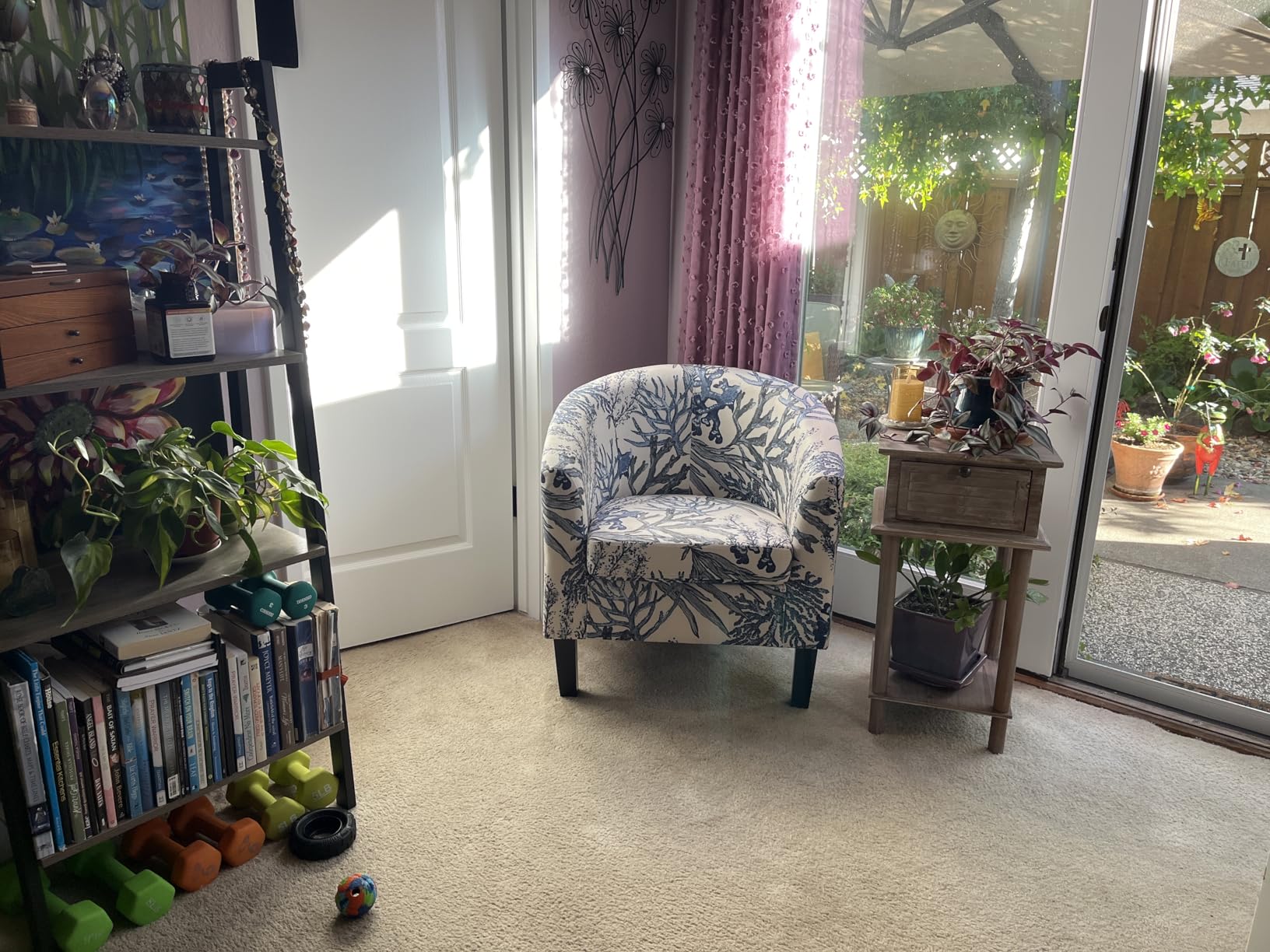 BELLEZE Accent Barrel Chair, Linen Round Chair Club Tub Sofa Corner Chair with Flared Legs and Cozy Soft Padding for Living Room Bedroom Waiting Room - White & Gray customer photo 2