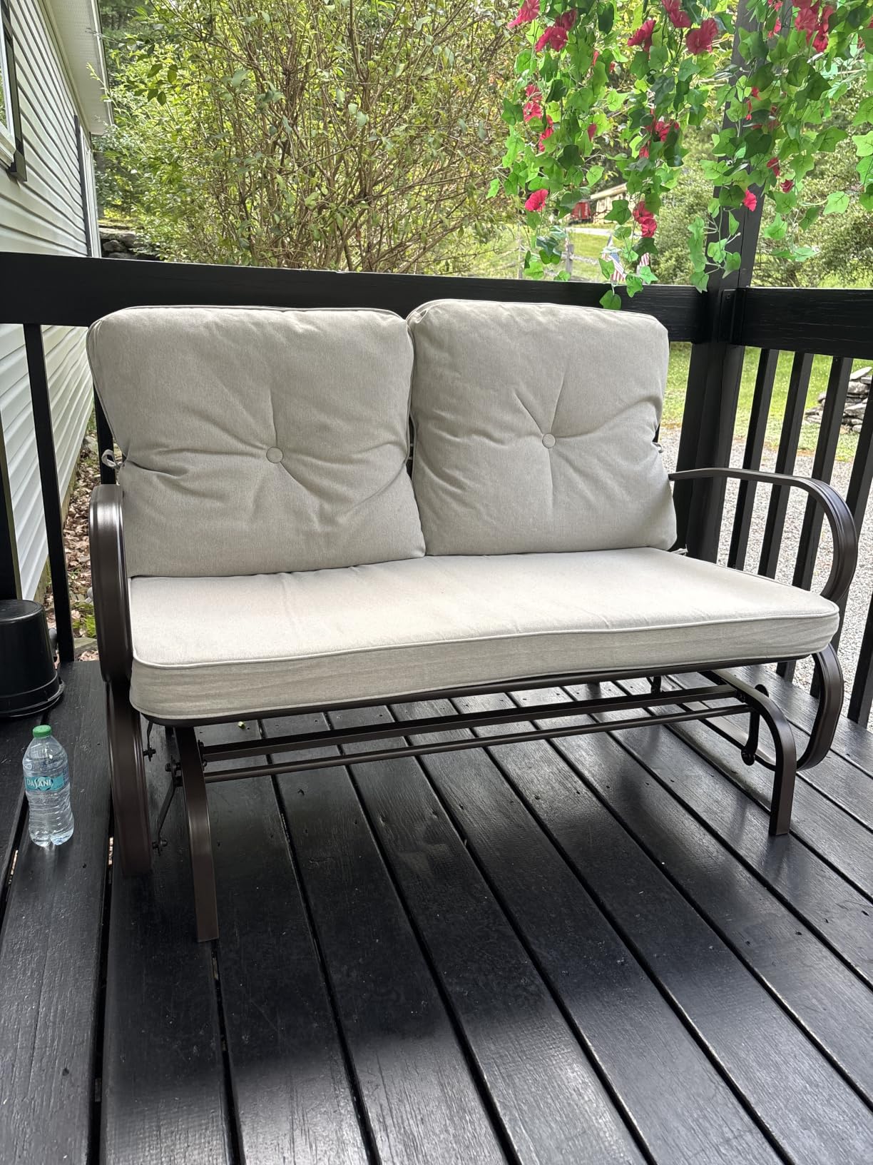 Incbruce Outdoor Glider Rocking Chair Patio Glider Bench for 2 Person, Porch Loveseat Seating Patio Steel Frame Chair Set with Cushion for Porch, Patio, Garden (Brown) customer photo 1