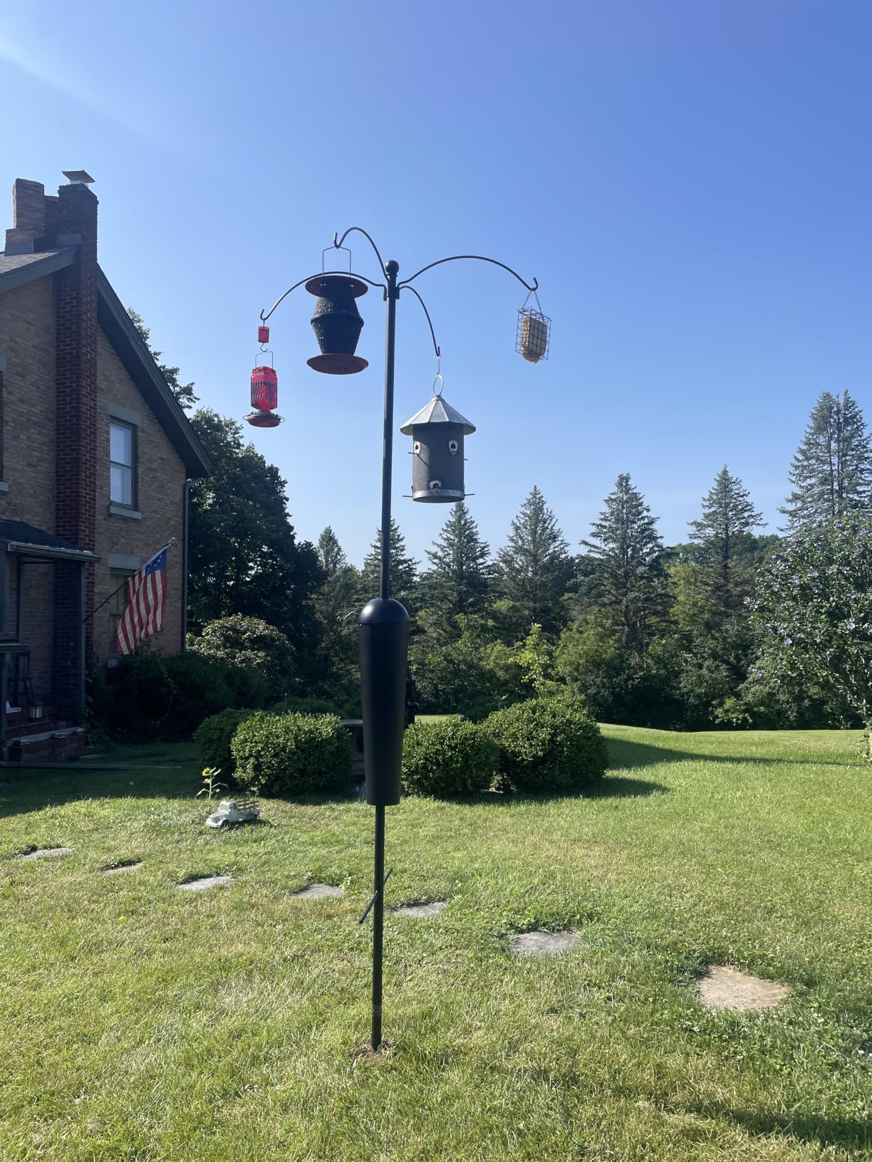 Sequoia Squirrel Proof Bird Feeder Pole System with Patented Spring Baffle, 4 Hanging Stations, Heavy Duty Galvanized Steel with Auger, Adjustable Arms customer photo 2