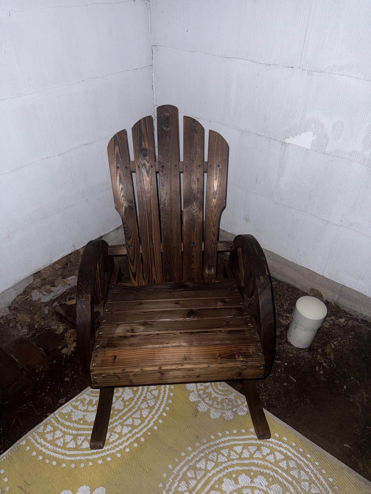 Wooden Rocking Chair Slatted Design Oversized Back Carbonized | Outdoor Adirondack Rocker Chair, Wagon Wheel Armrest, for Porch Poolside and Garden customer photo 1