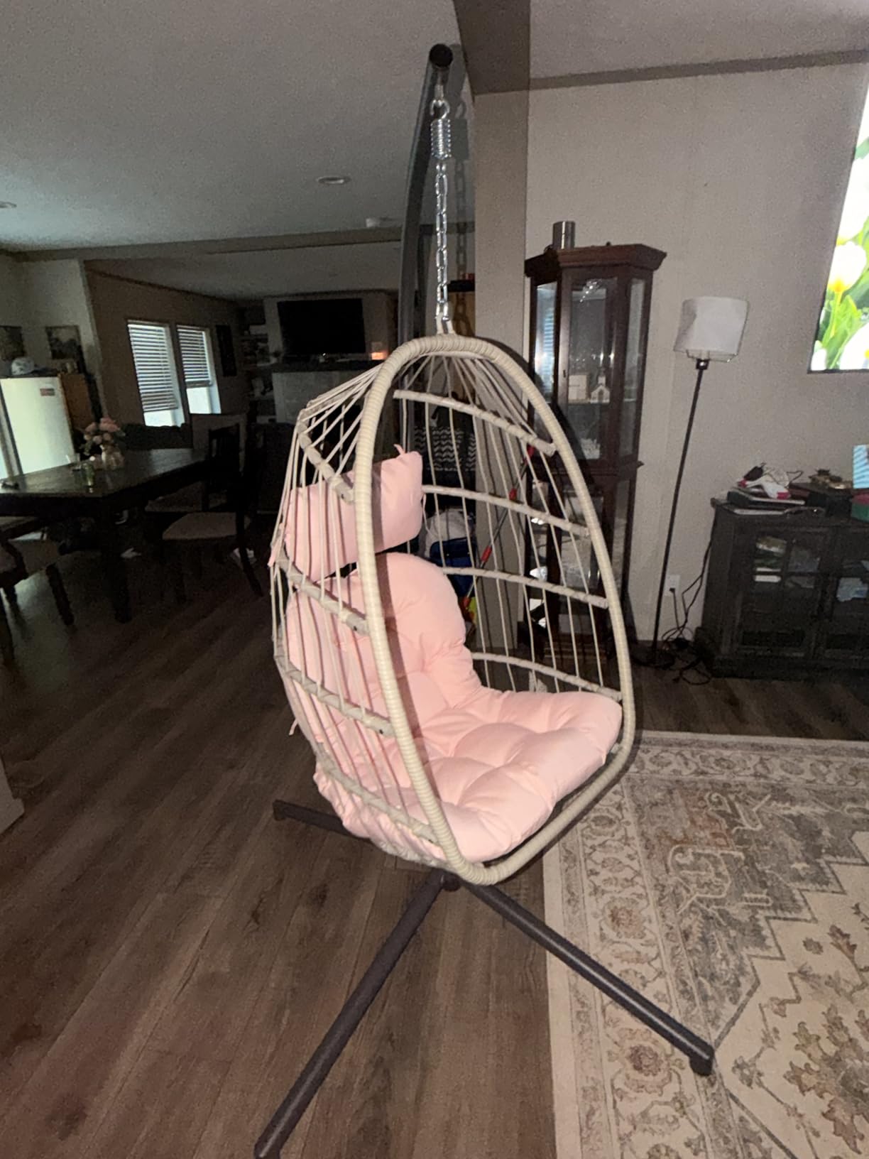 Brafab Swing Egg Chair, Hammock, Hanging Chair, Aluminum Frame and UV Resistant Cushion with Steel Stand, Indoor Outdoor Patio Porch Lounge Bedroom Hand Made Wicker Rattan, 350LBS Capacity customer photo 1