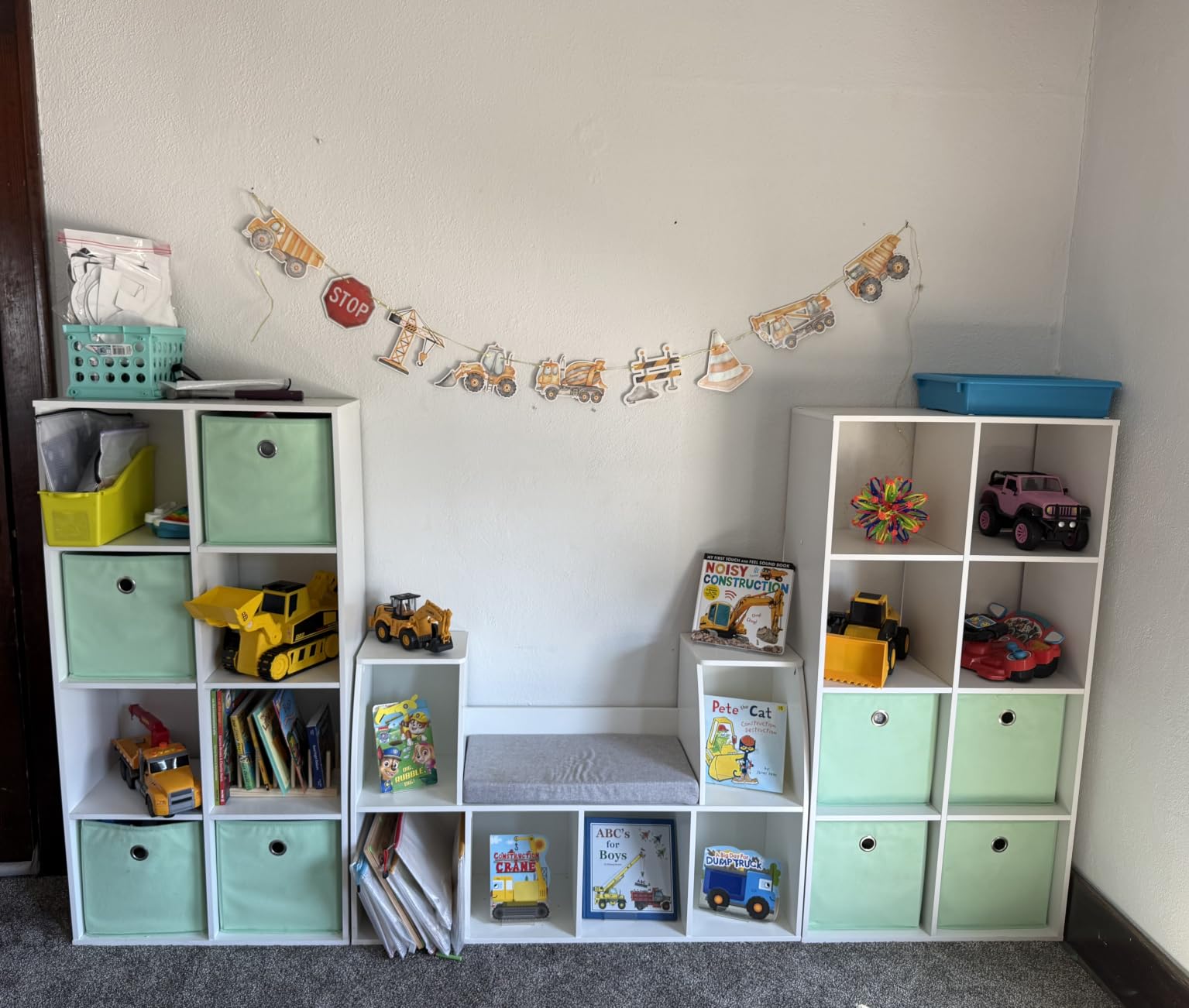 Costzon Kids Bookshelf with Reading Nook, 6 Cubby Bookcase with Soft Seat Cushion, Wooden Toy Storage Organizer with Bench customer photo 1