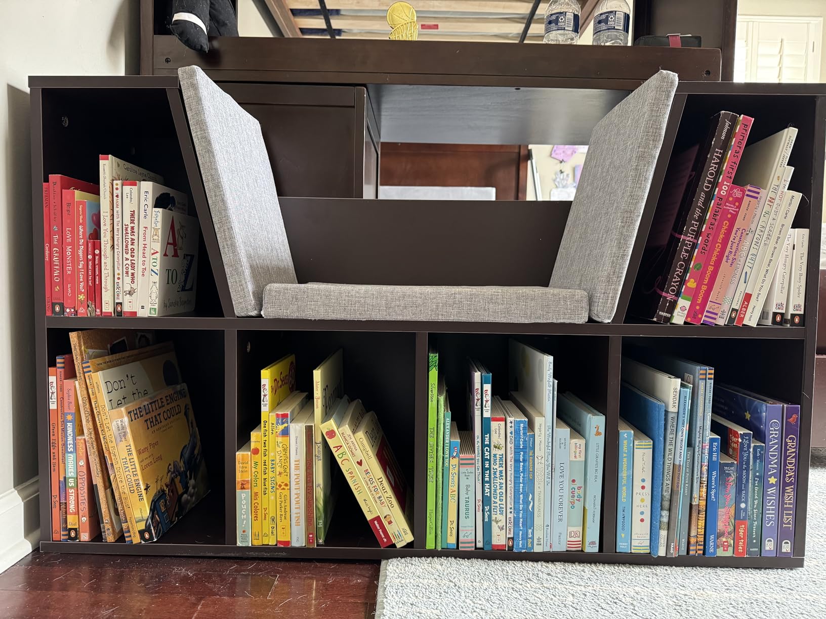 Costzon Kids Bookshelf with Reading Nook, 6 Cubby Bookcase with Soft Seat Cushion, Wooden Toy Storage Organizer with Bench customer photo 2