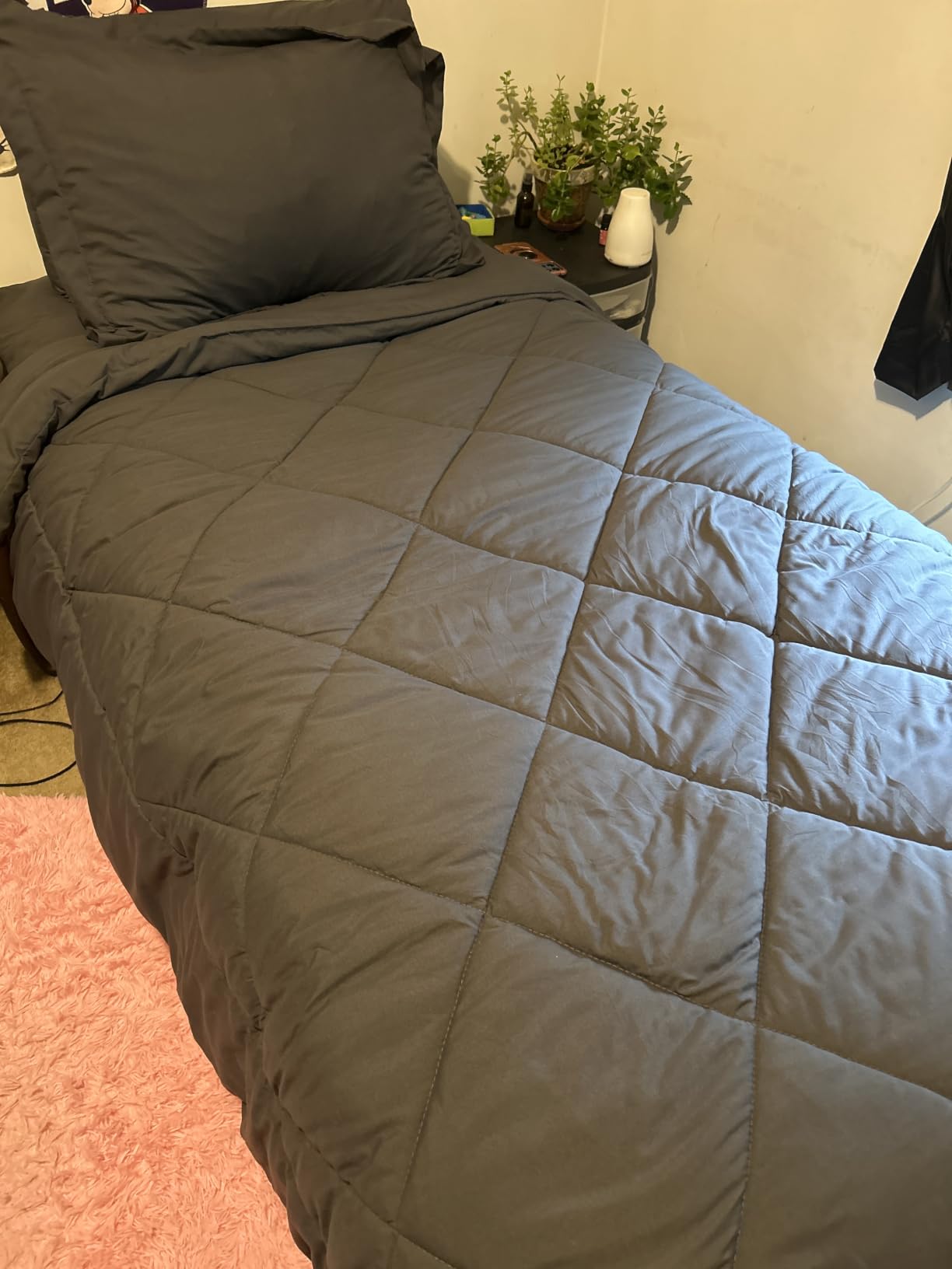Queen Comforter Set with Sheets Dark Grey - 7 Pieces Bed in a Bag | OEKO-TEX Certified, All Season, 240GSM Down-Alternative Comforter, Sheets, Pillowcases & Shams, 14