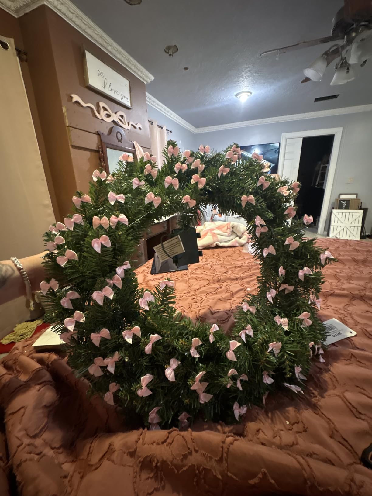 Nearly Natural 24 in Artificial Pine Wreath with 35 Clear LED Lights | Battery-Operated Christmas Wreath, Faux Greenery with Bendable Branches, Indoor Holiday Decor customer photo 2